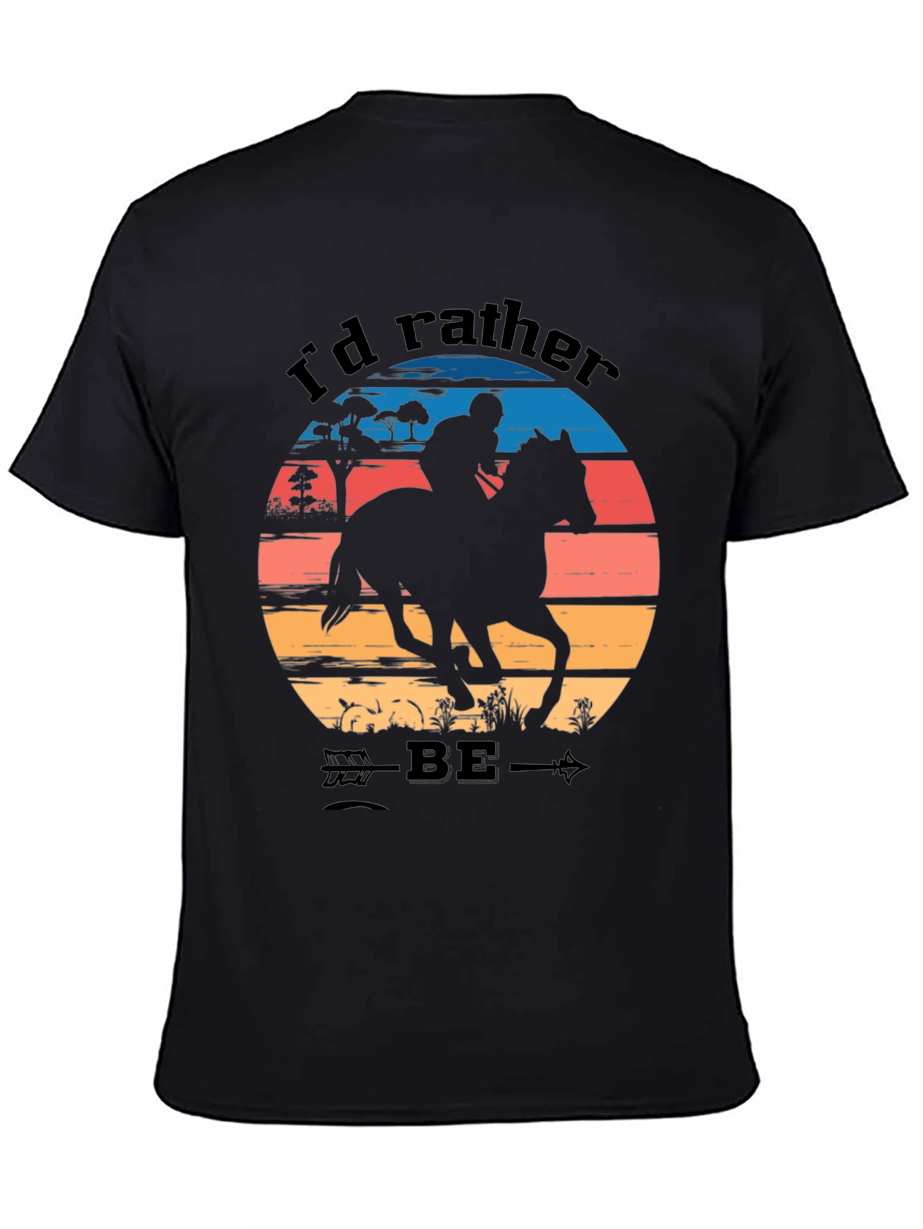 Black Equestrian Sunset T-Shirt - Horse Riding Tee view 4