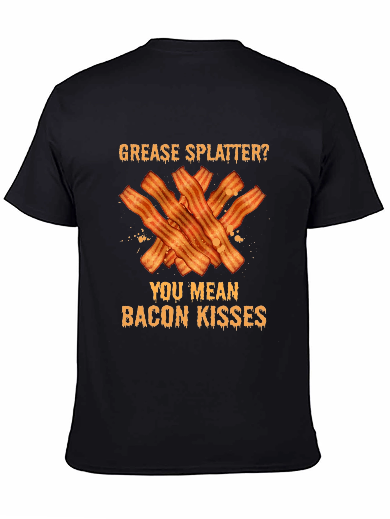 Black Bacon Kisses Graphic Tee - Novelty Food Lover T-Shirt view 4