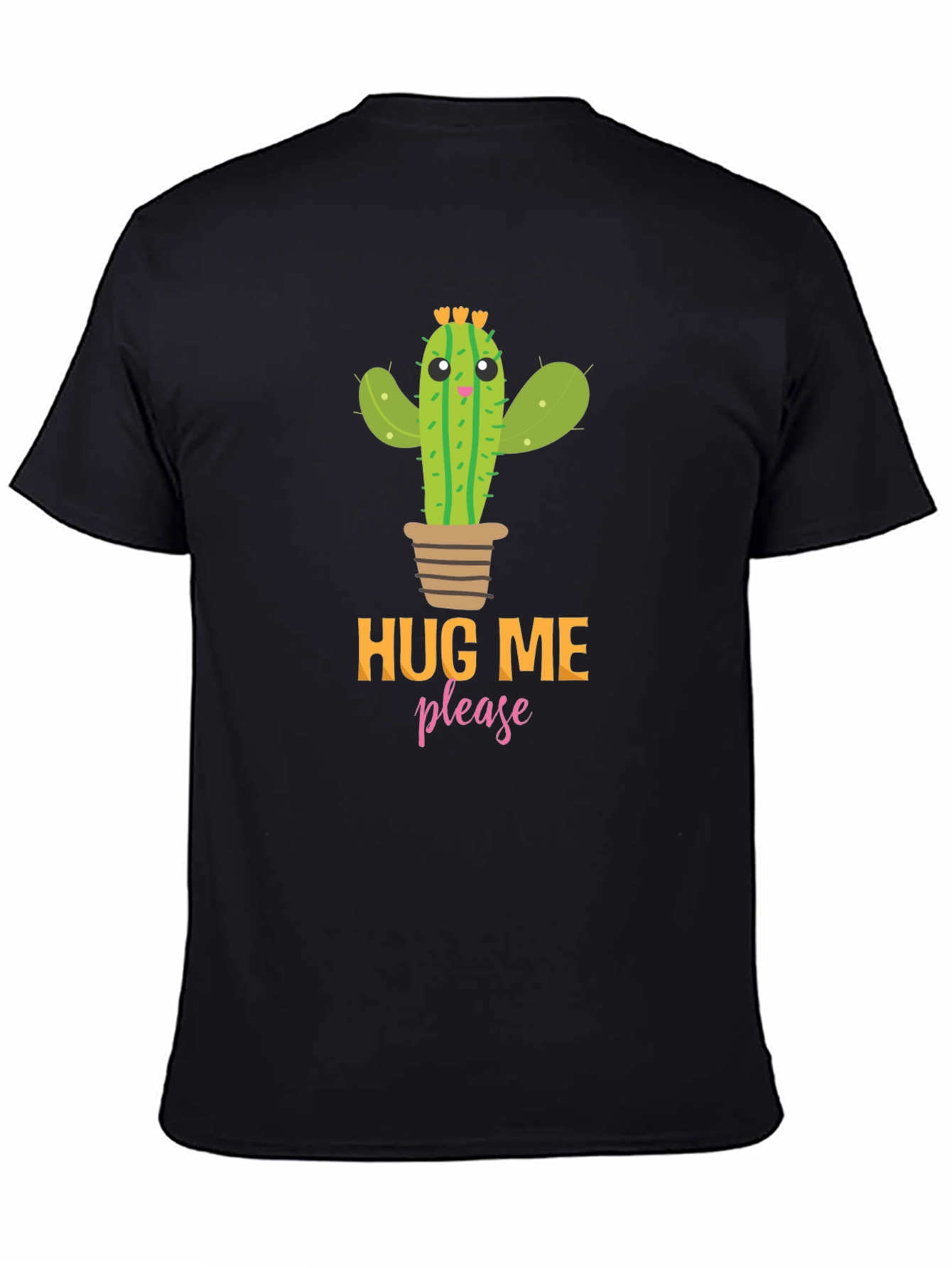 Black Hug Me Please Cactus Graphic Tee - Black view 4
