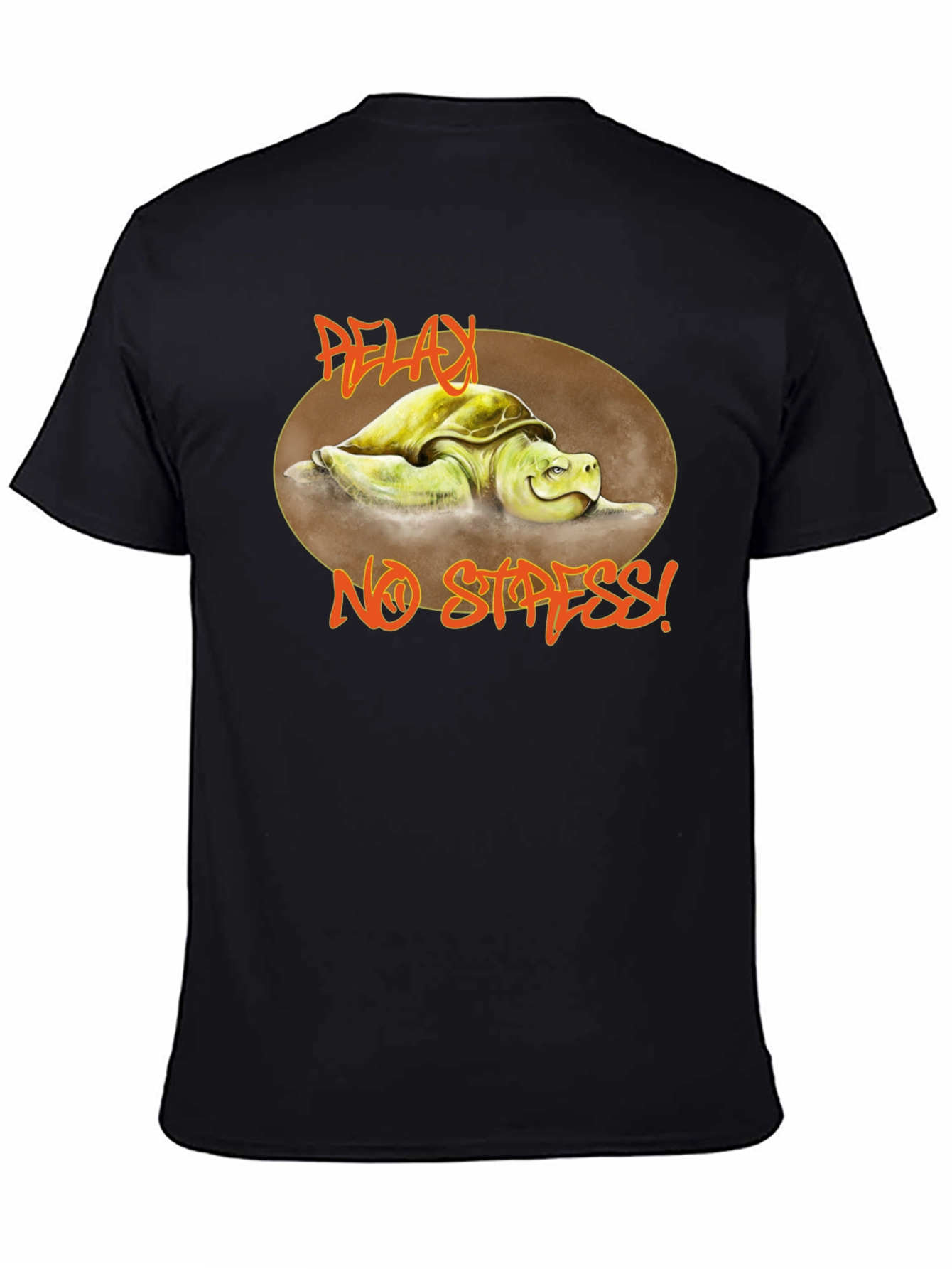 Black Relax No Stress Turtle Graphic T-Shirt view 4