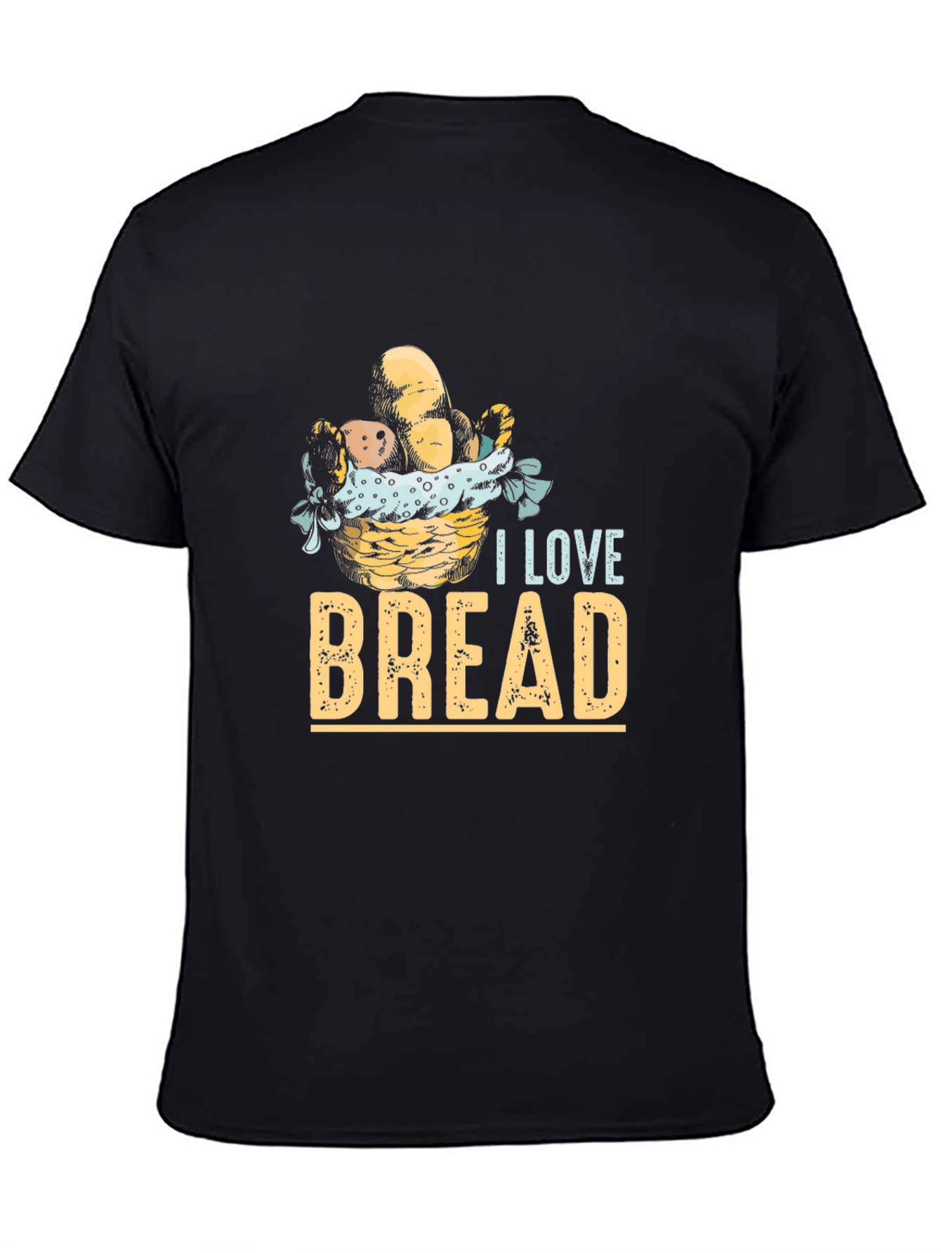 Black I Love Bread Graphic Tee - Unisex Casual T-Shirt view 4