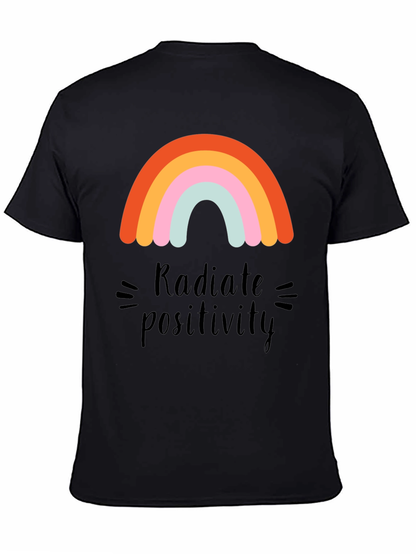 Black Radiate Positivity Rainbow Graphic T-Shirt view 4