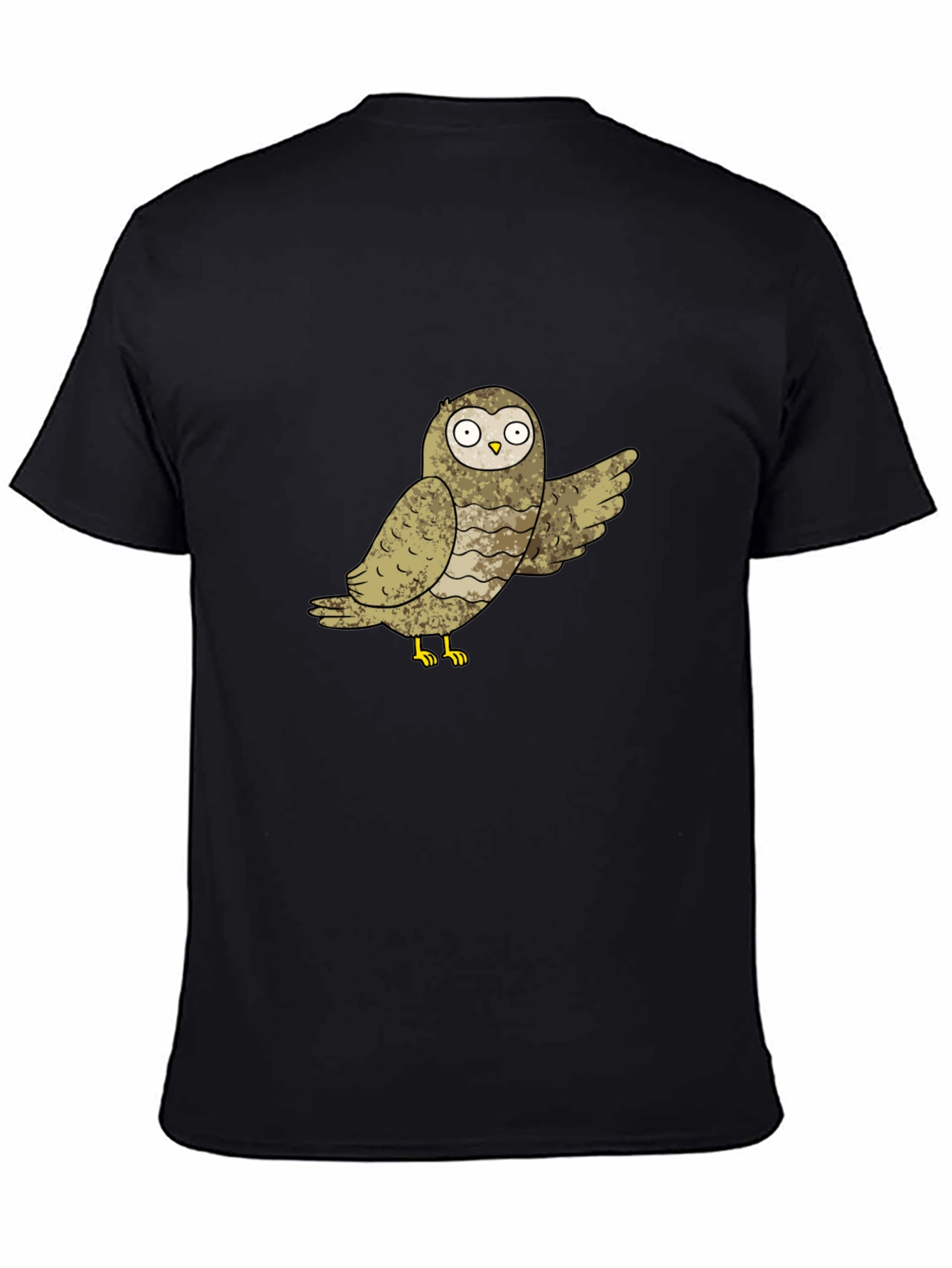 Black Owl Graphic Print Black T-Shirt view 4