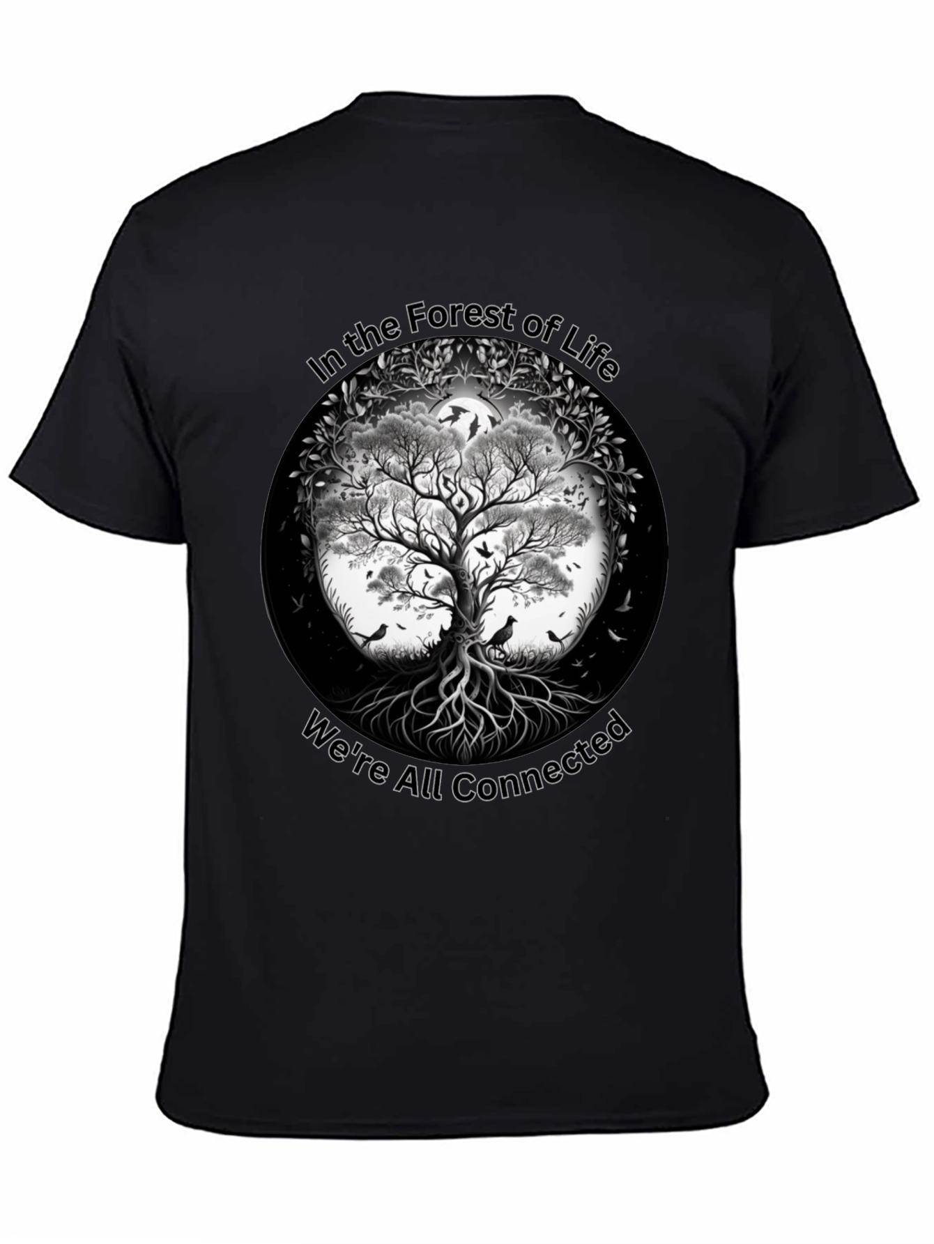 Black In the Forest of Life T-Shirt - Tree Design view 4