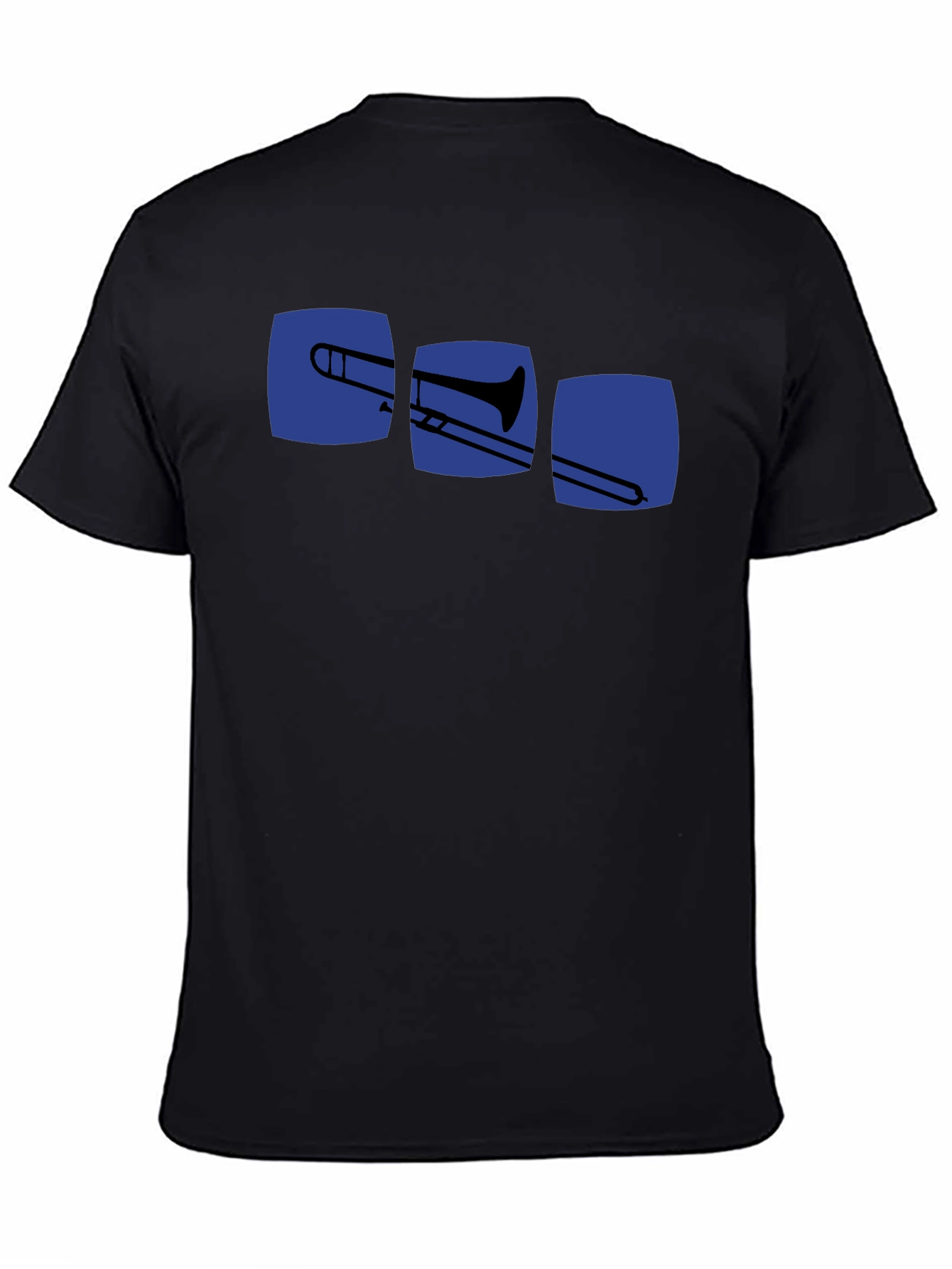Black Trombone Design Black T-Shirt - Music Lover Tee view 4