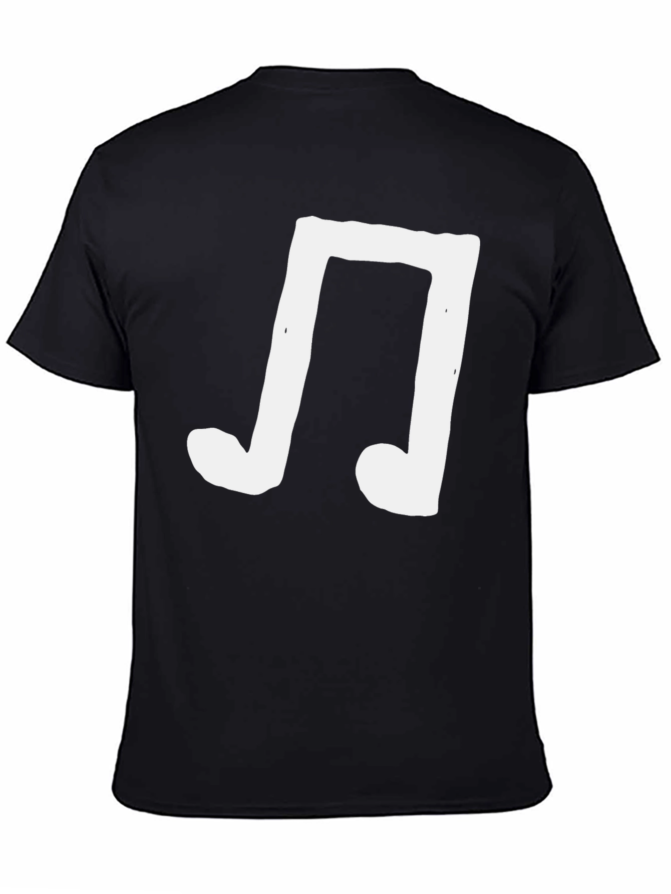 Black Men's Black T-Shirt with White Music Note Graphic view 4