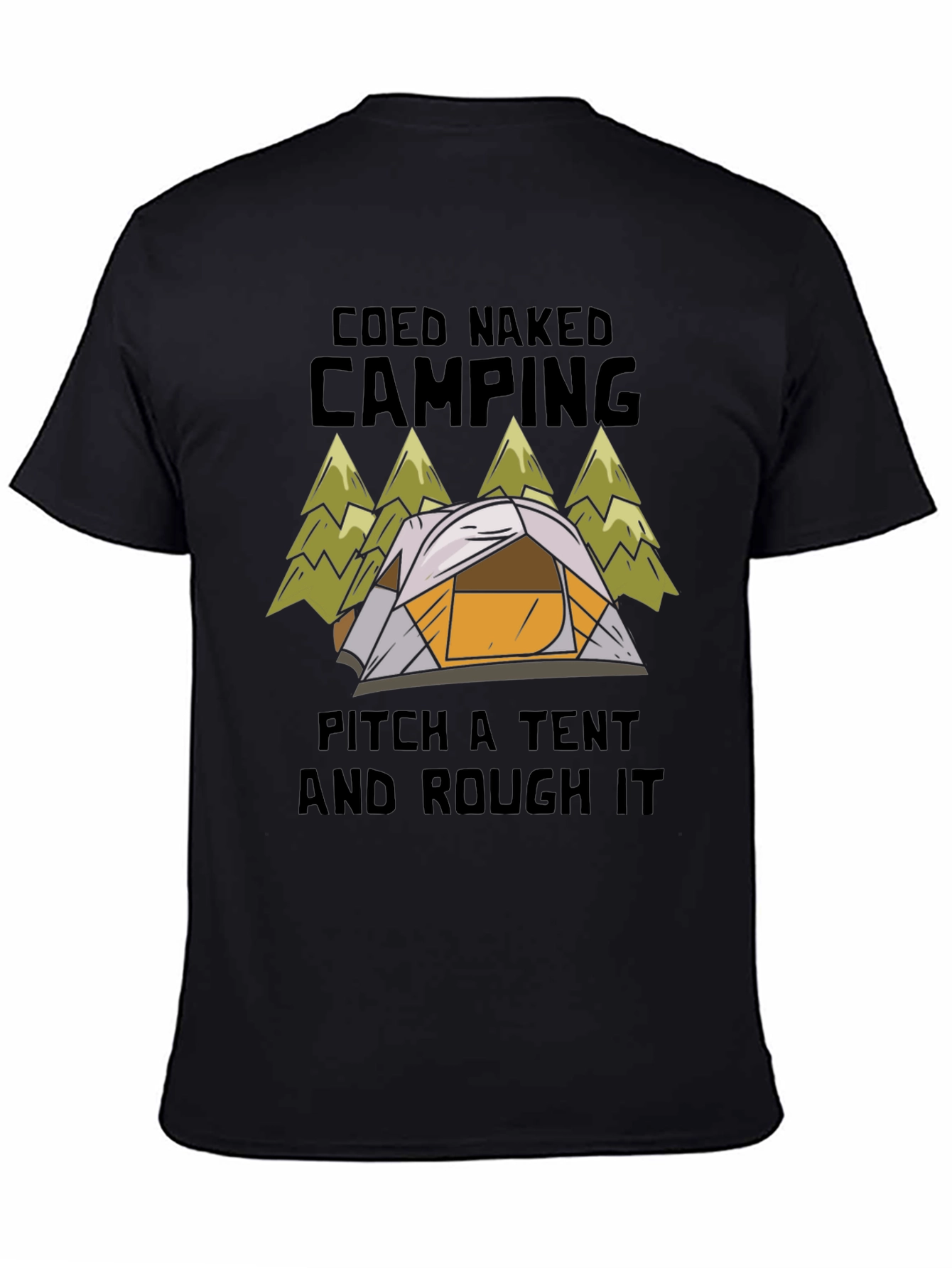 Black Coed Naked Camping Tent T-Shirt view 4