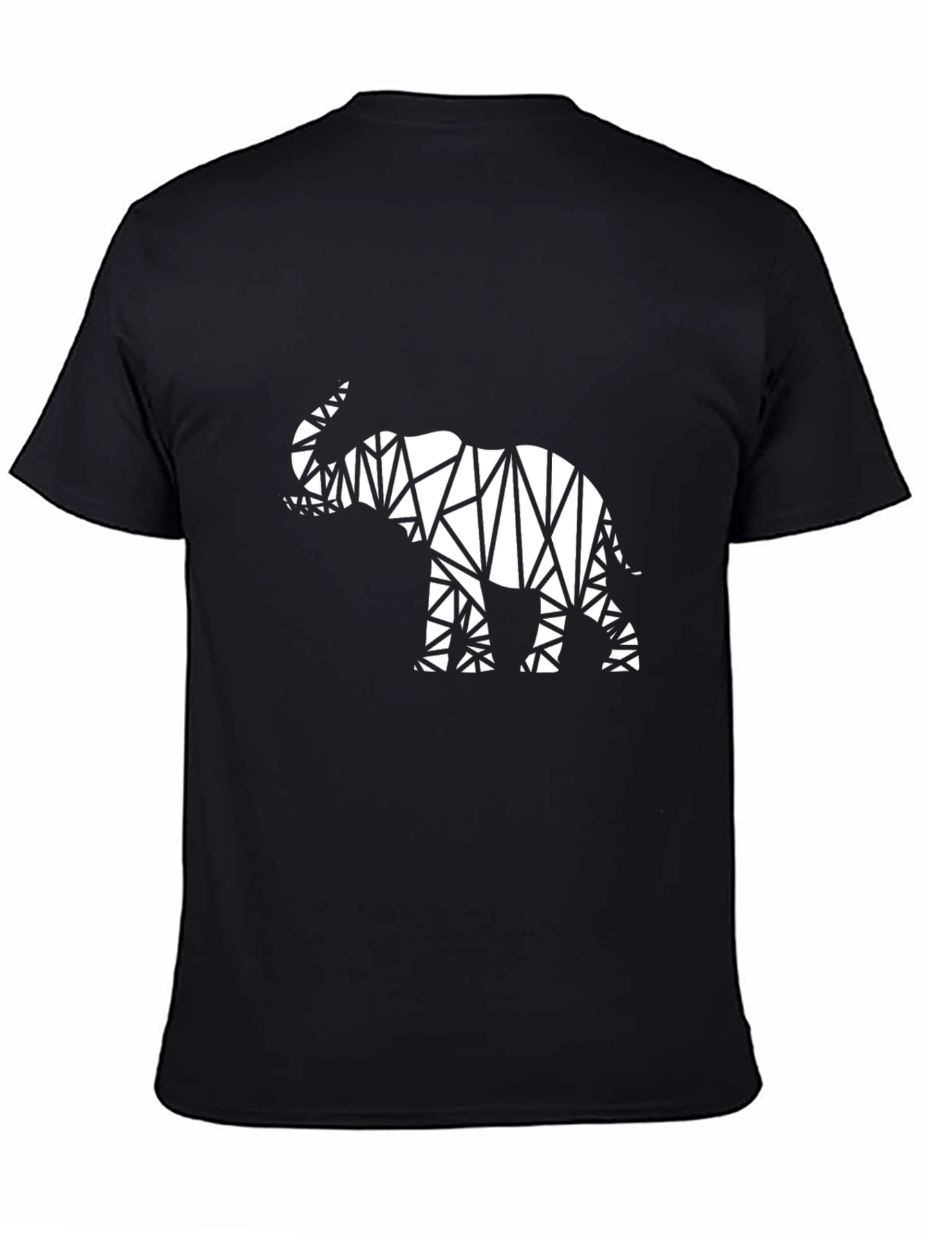 Black Geometric Elephant Graphic Black T-Shirt view 4