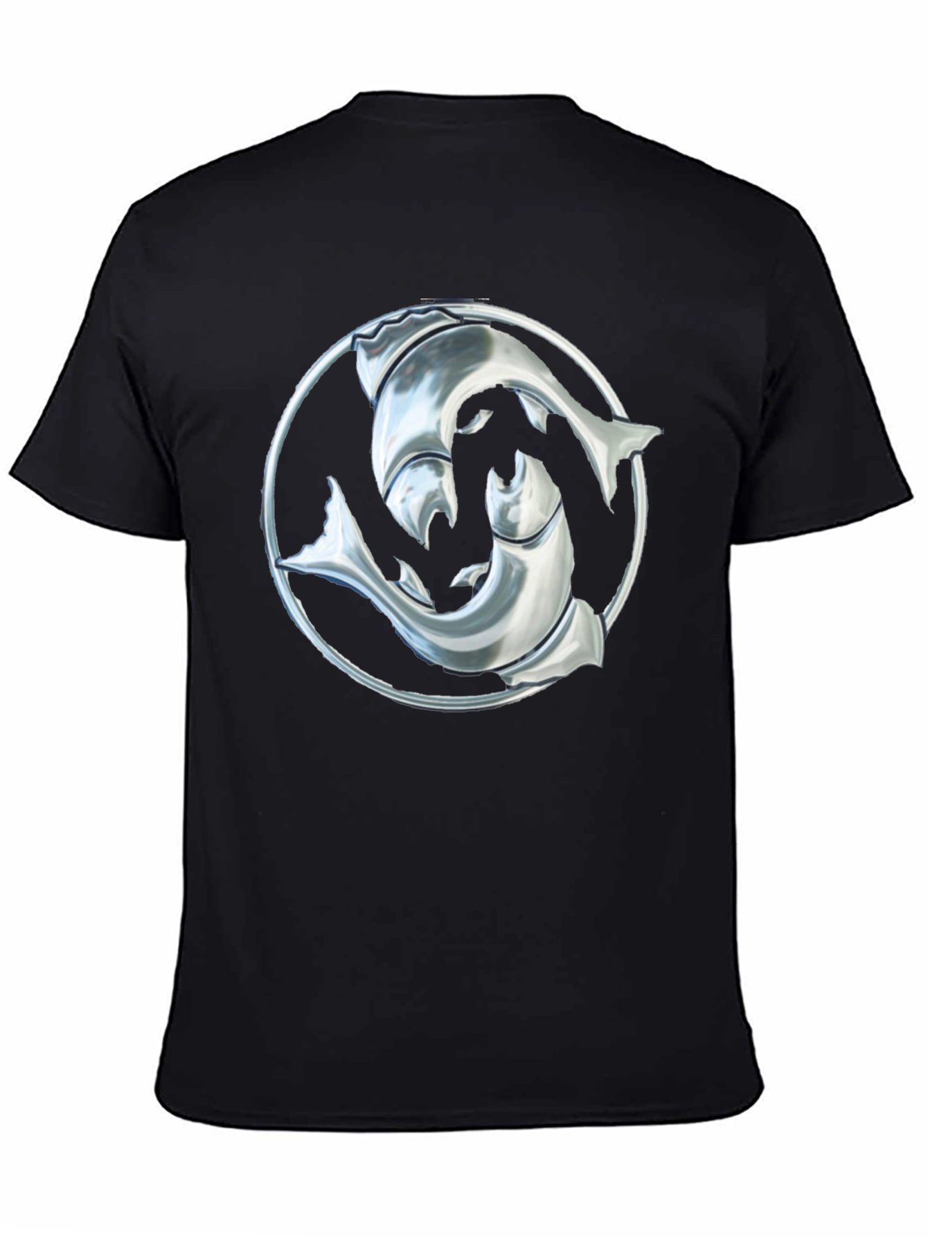 Black Dolphin Yin Yang Graphic Tee - Black Cotton Blend view 4