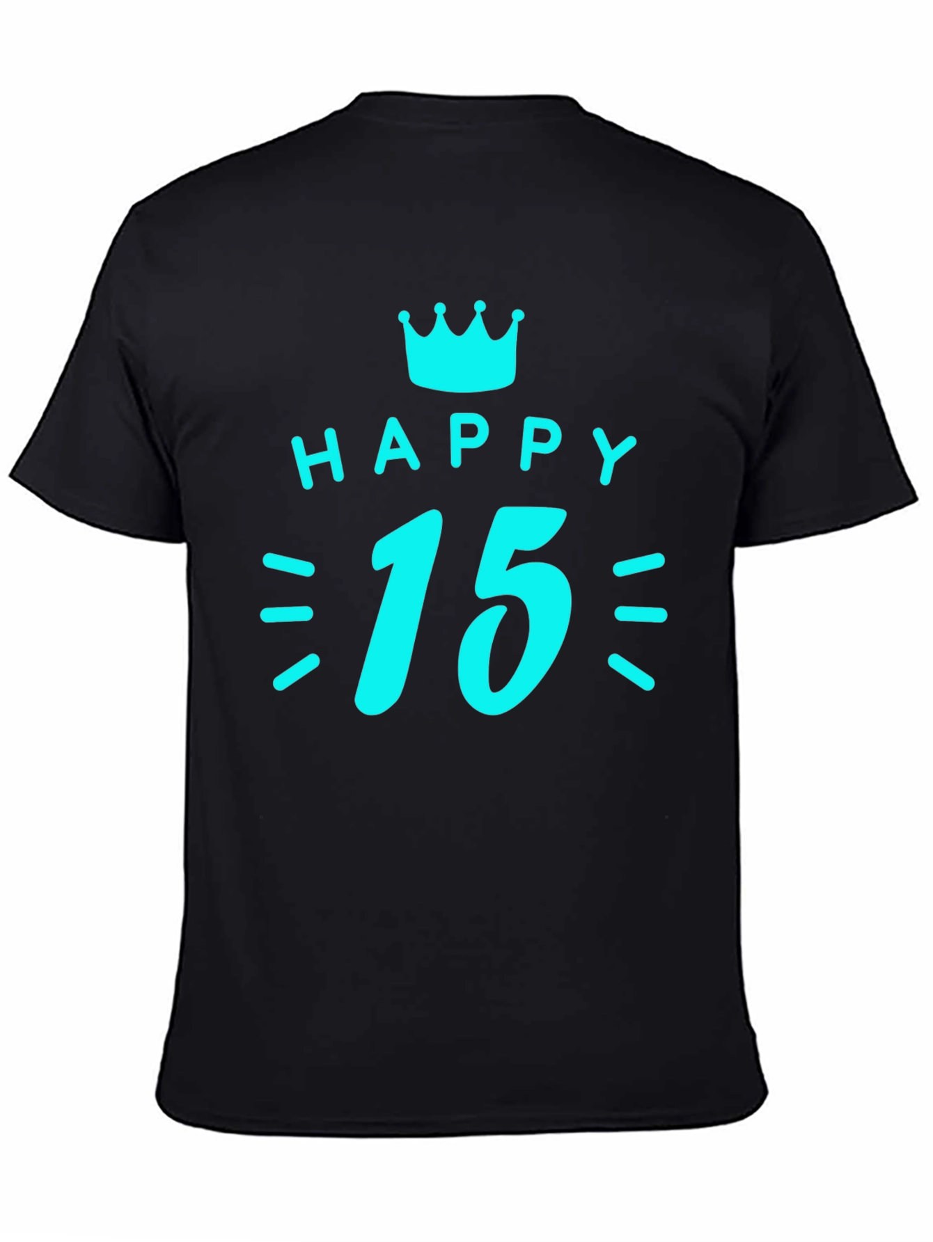 Black Happy 15th Birthday T-Shirt - Black Graphic Tee view 4