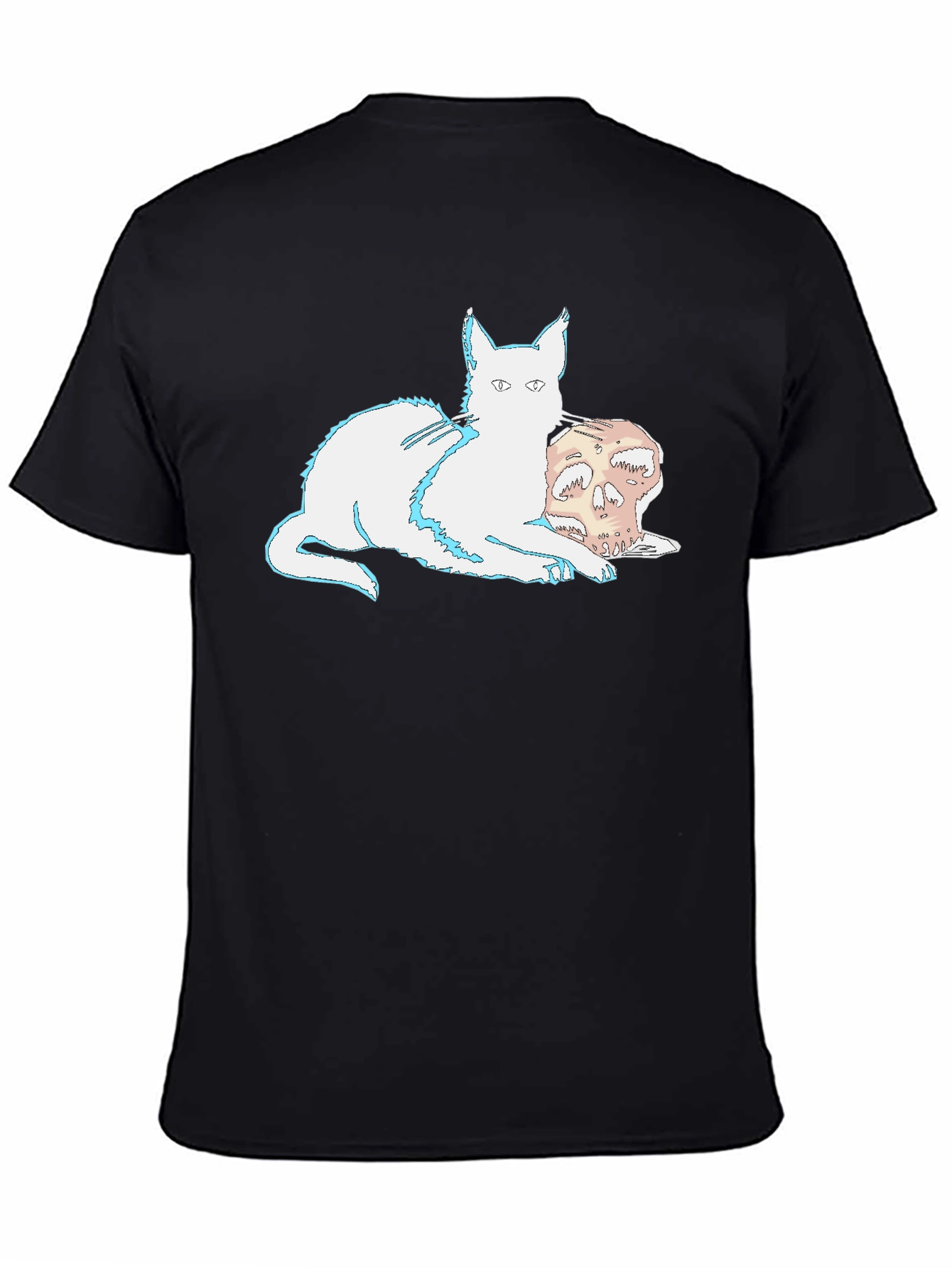 Black Cat and Skull Graphic T-Shirt view 4