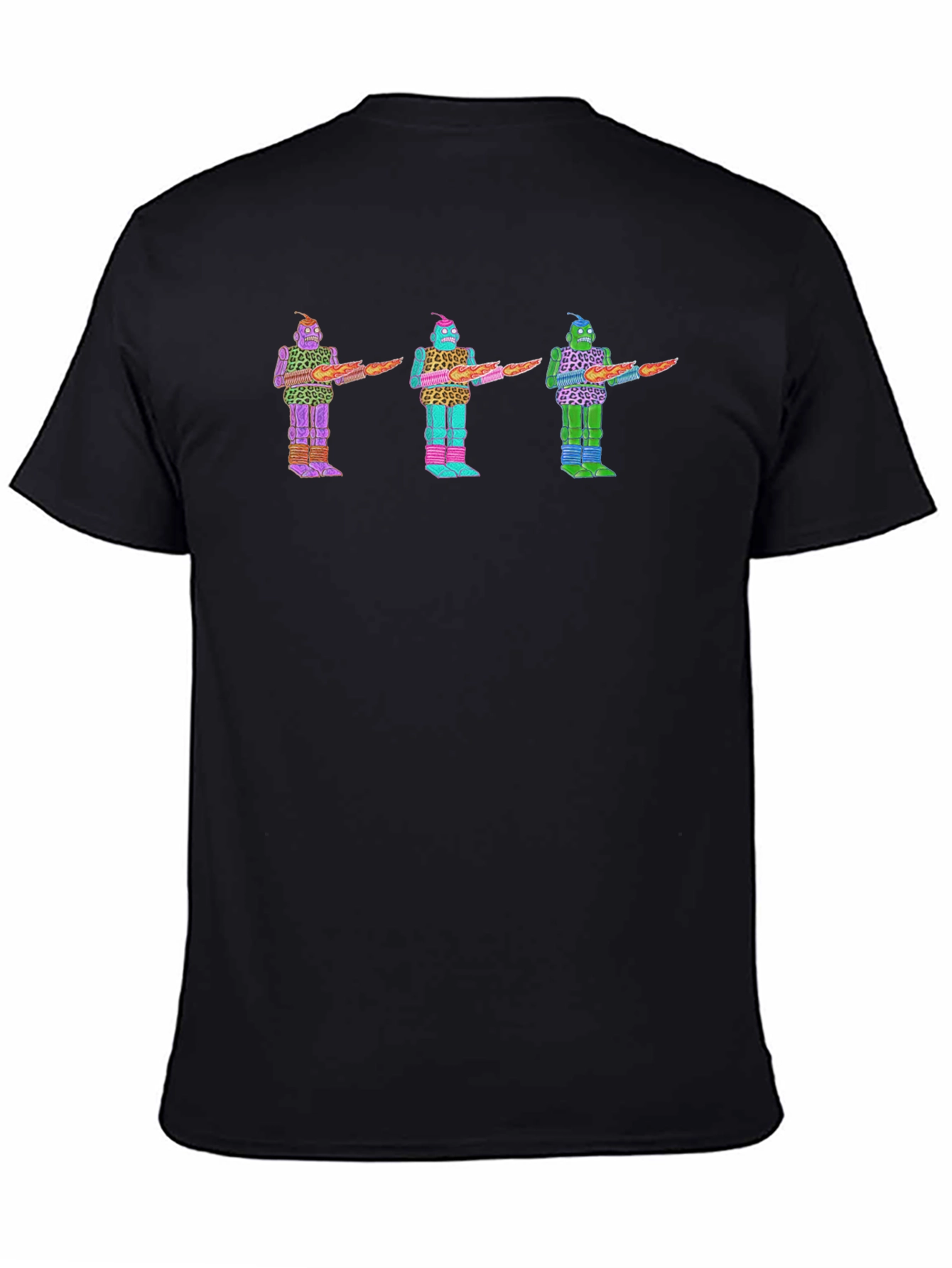 Black Retro Robot T-Shirt - Funky Graphic Tee view 4