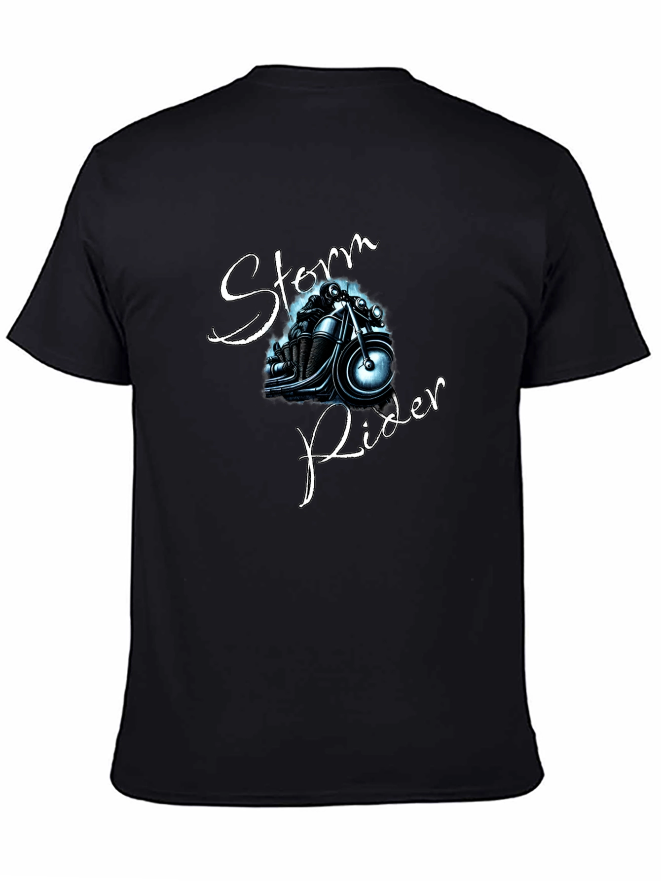 Black Storm Rider Graphic Tee - Black Cotton T-Shirt view 4
