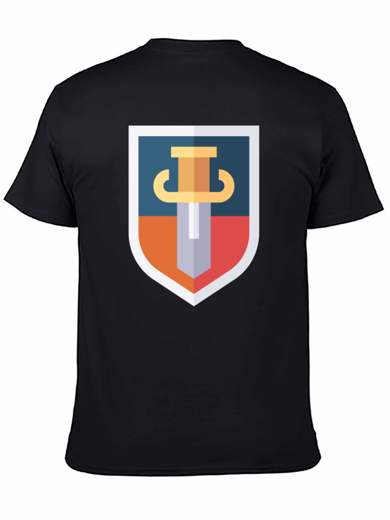 Black Sword Shield Graphic Tee - Black Cotton T-Shirt view 4
