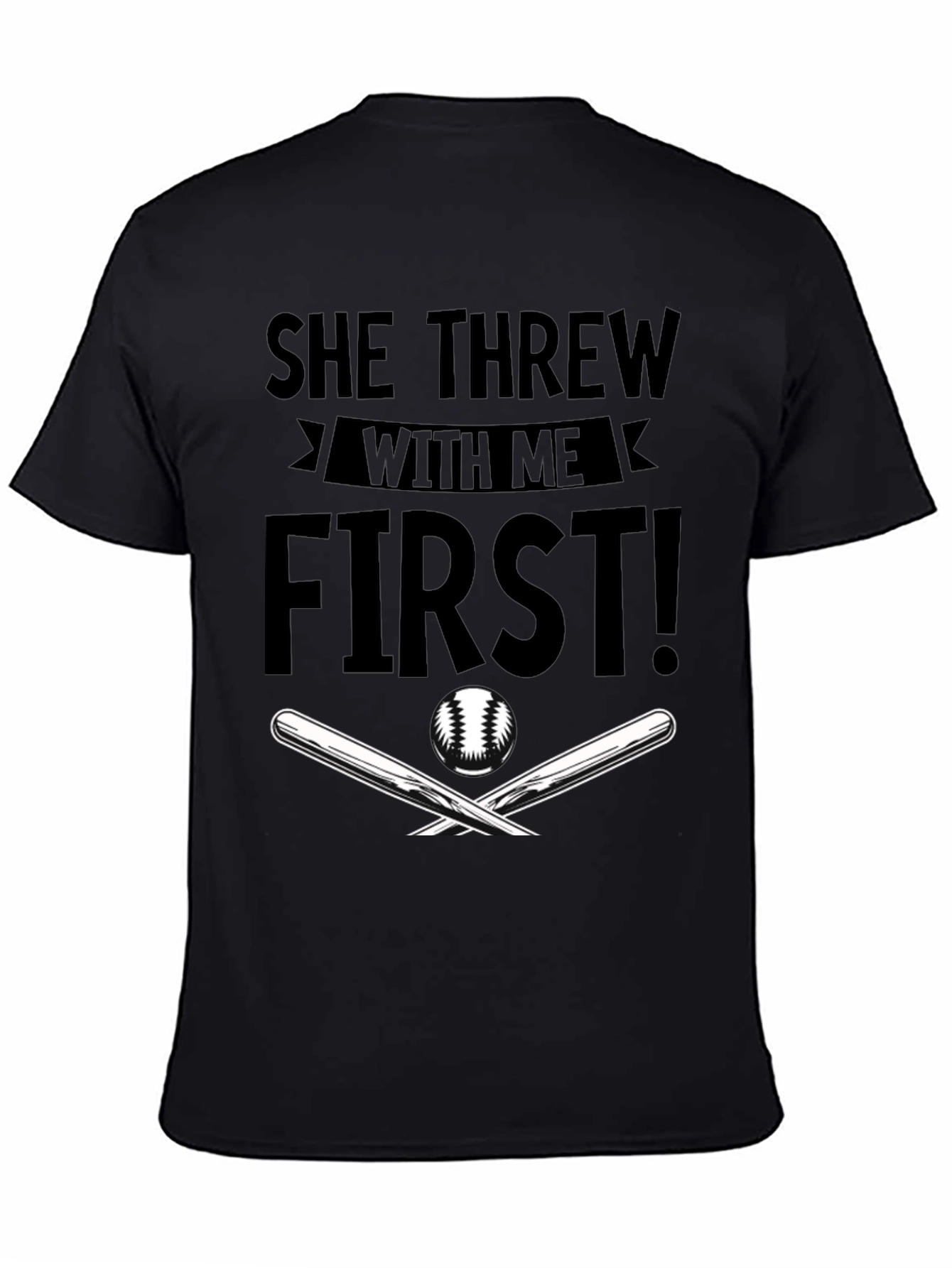 Black She Threw With Me First Baseball T-Shirt view 4