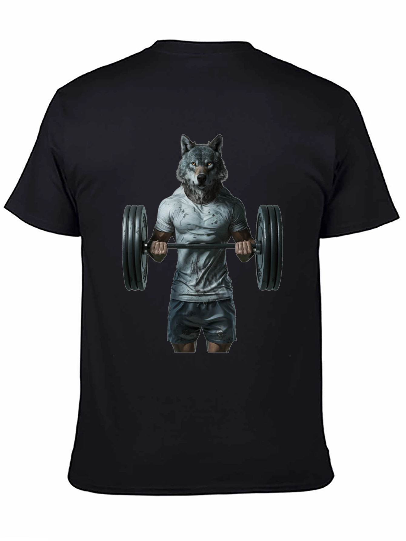 Black Wolf Gym T-Shirt - Animal Bodybuilding Tee view 4