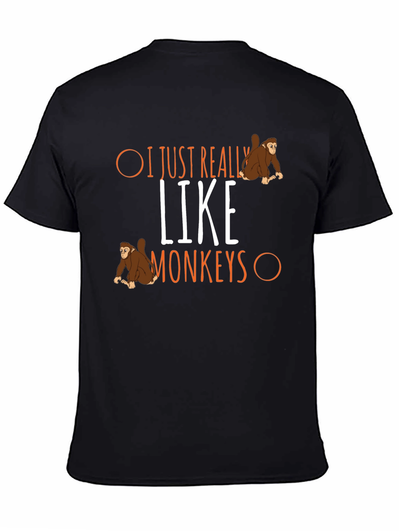 Black I Just Really Like Monkeys Graphic T-Shirt view 4