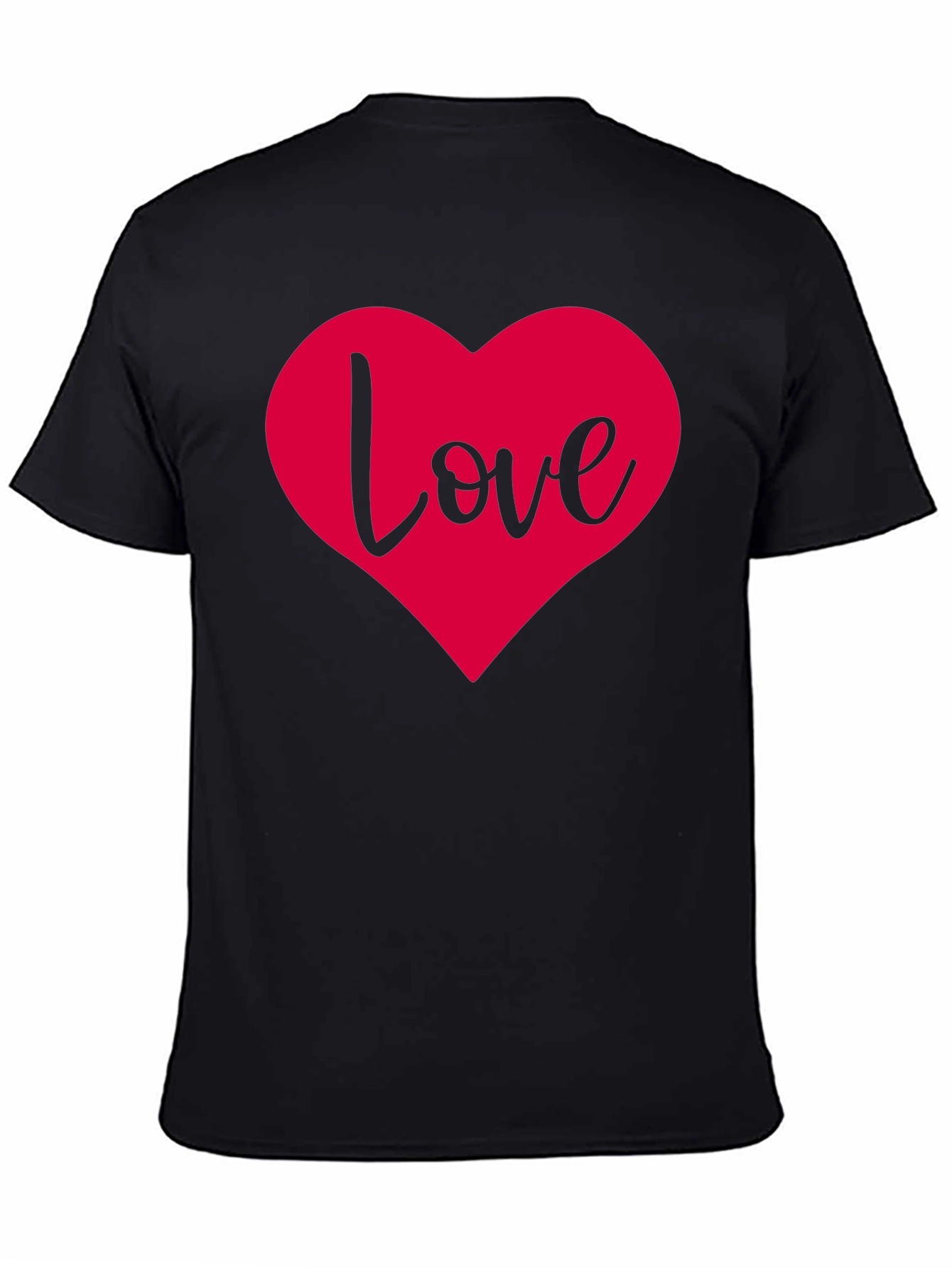 Black Love Heart Graphic Black T-Shirt view 4