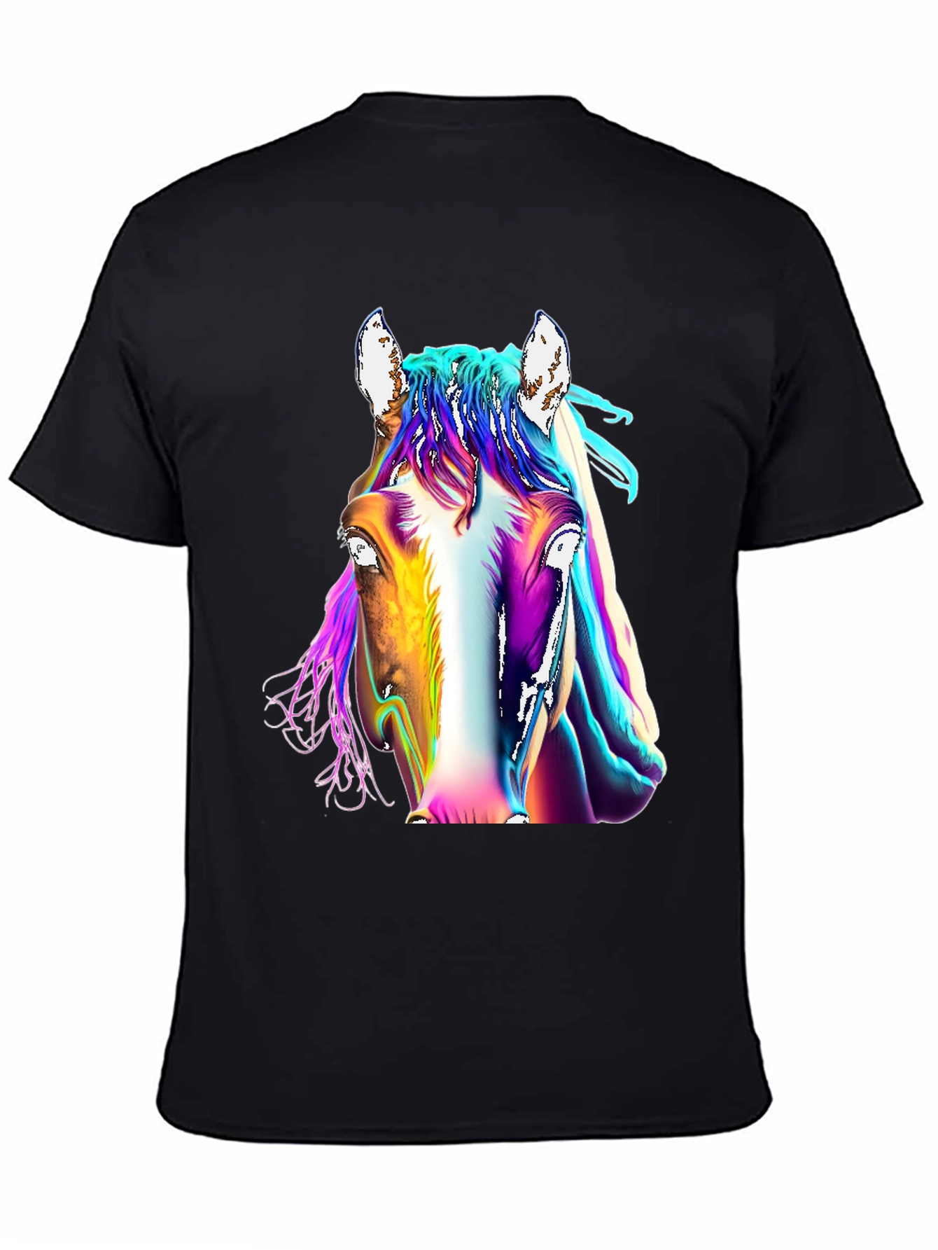 Black Colorful Horse Graphic Tee - Unisex T-Shirt view 4
