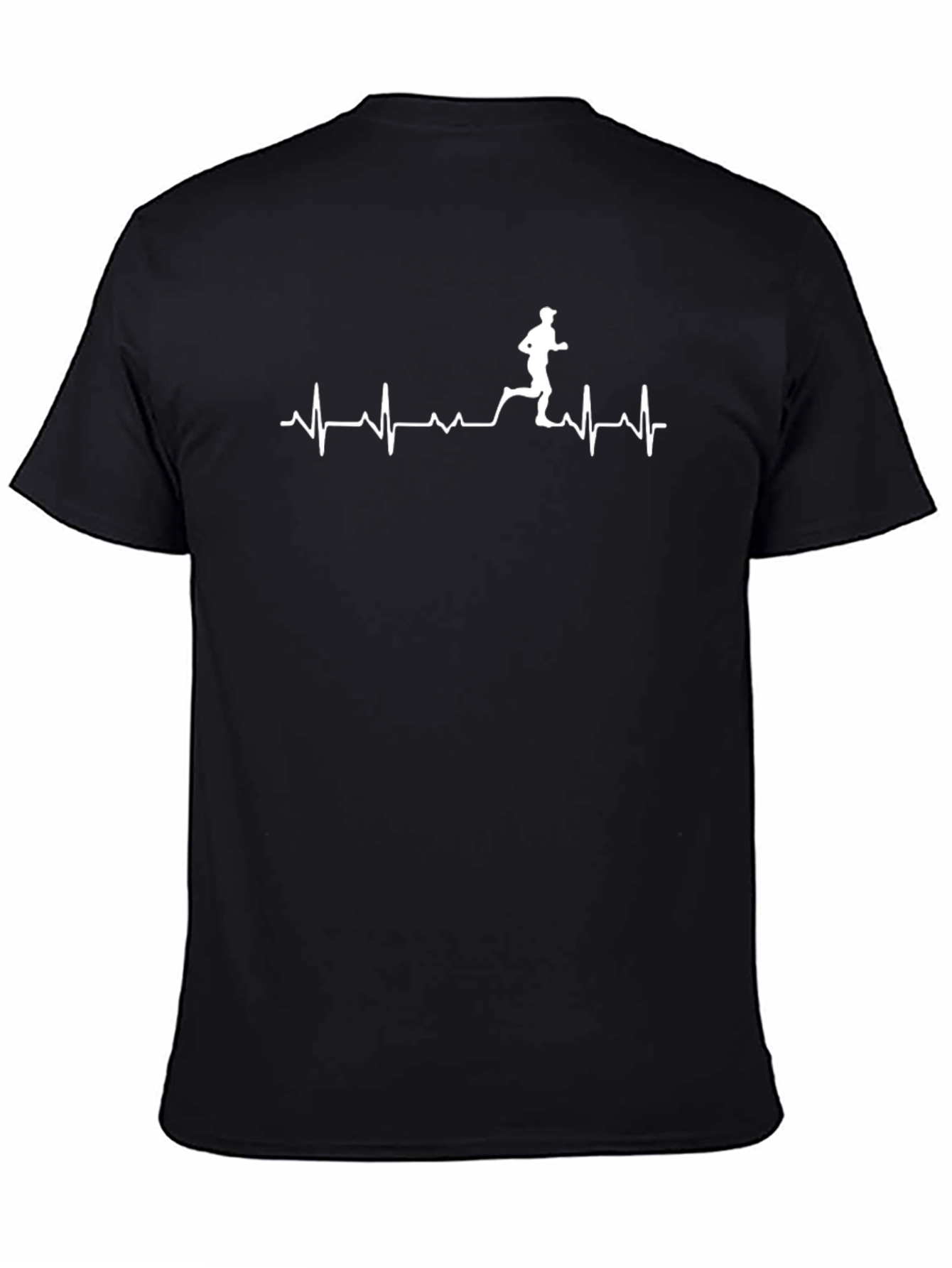 Black Runner's Heartbeat Graphic Tee - Black Cotton view 4