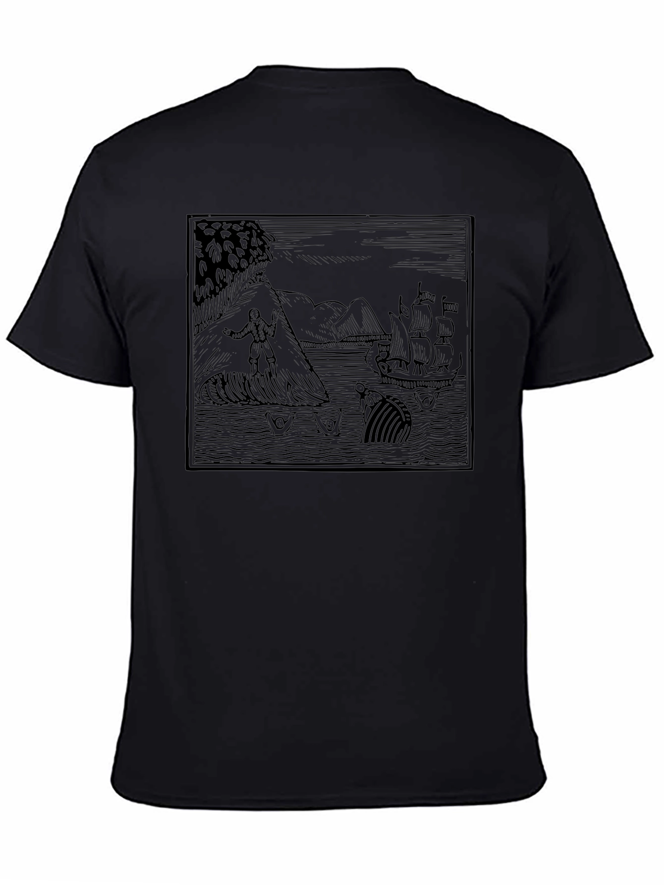 Black Whale Adventure Graphic Tee - Black view 4