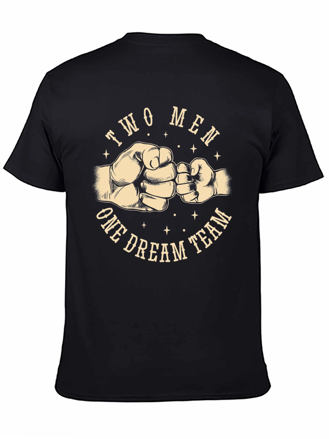 Black Two Men One Dream Team Graphic Tee - Black Cotton T-Shirt view 4