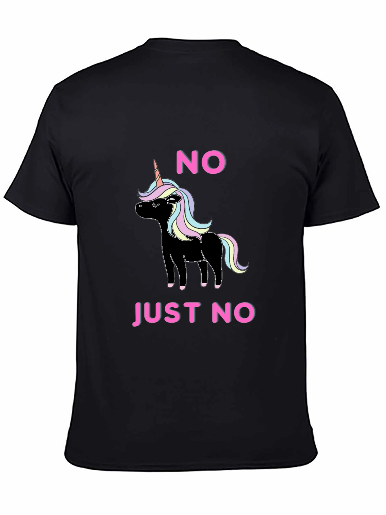 Black No Just No Unicorn T-Shirt Funny Graphic Tee view 4