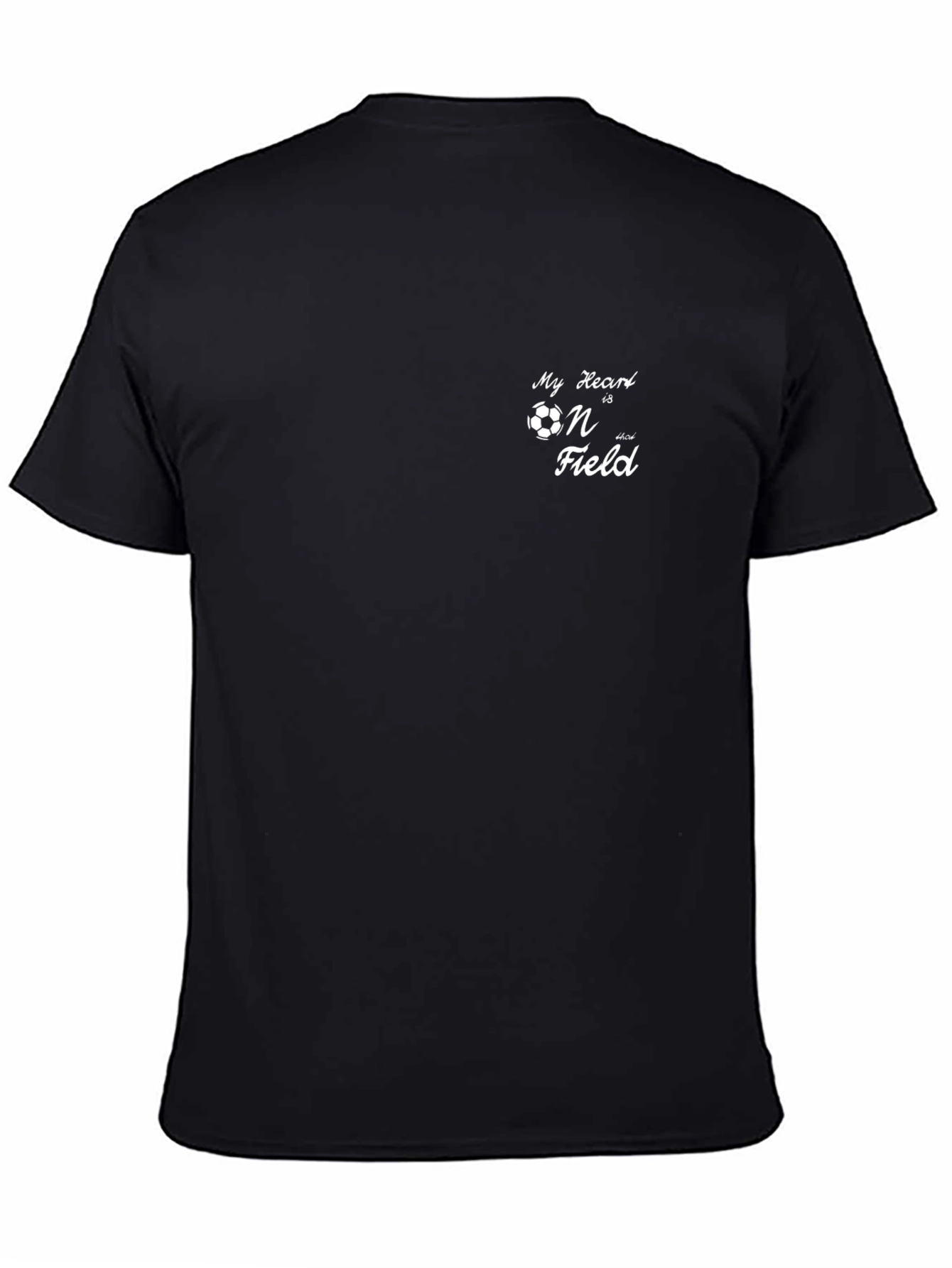 Black Soccer Fan T-Shirt - "My Heart Is On The Field"  view 4