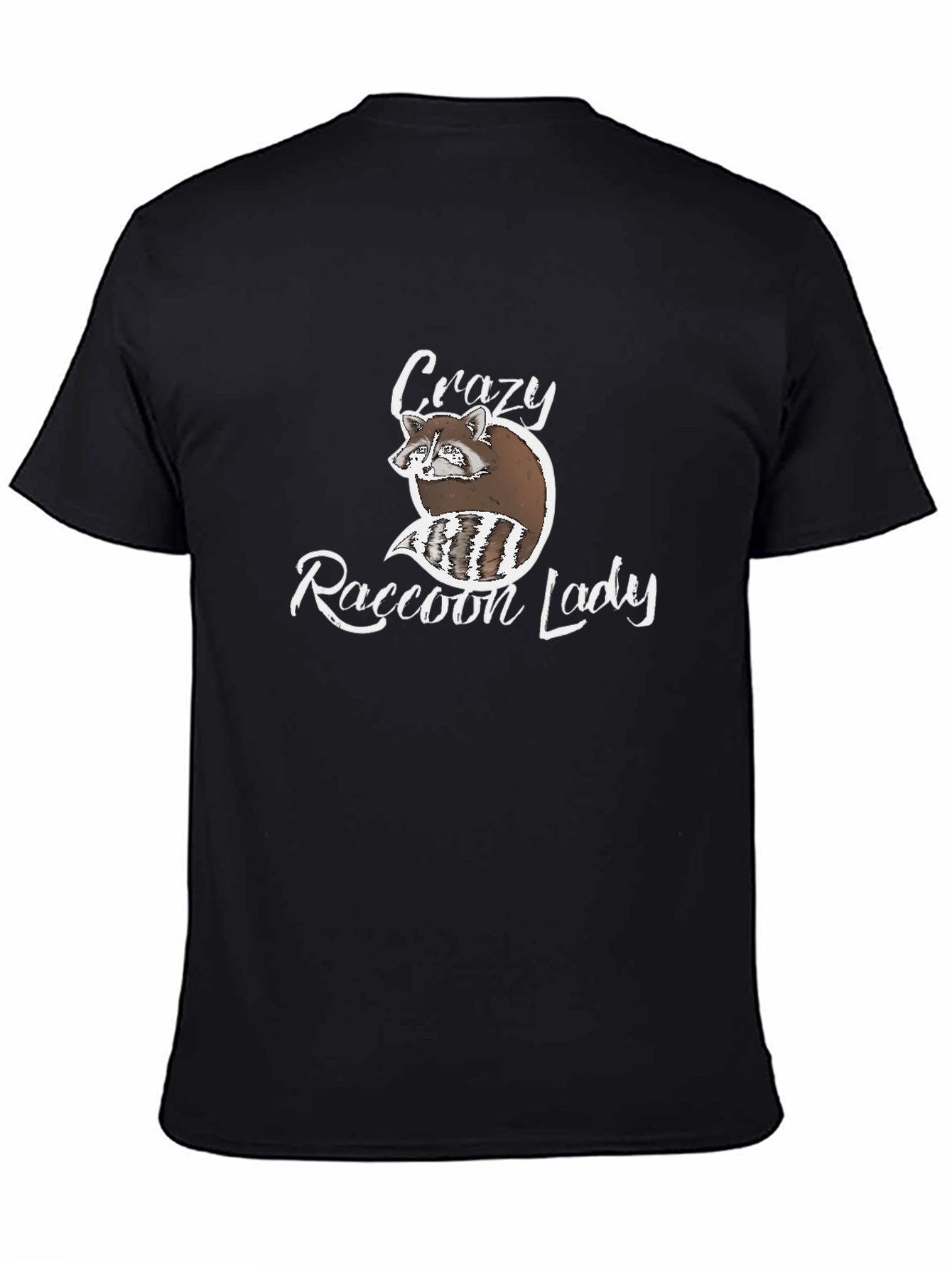 Black Crazy Raccoon Lady Graphic T-Shirt view 4