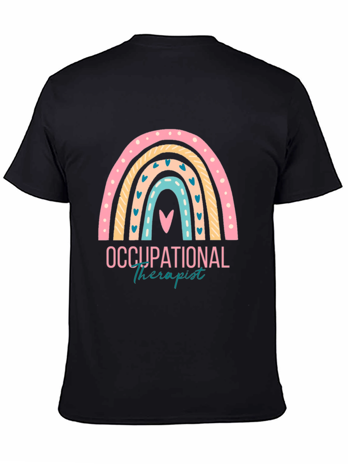 Black Occupational Therapist Rainbow T-Shirt view 4