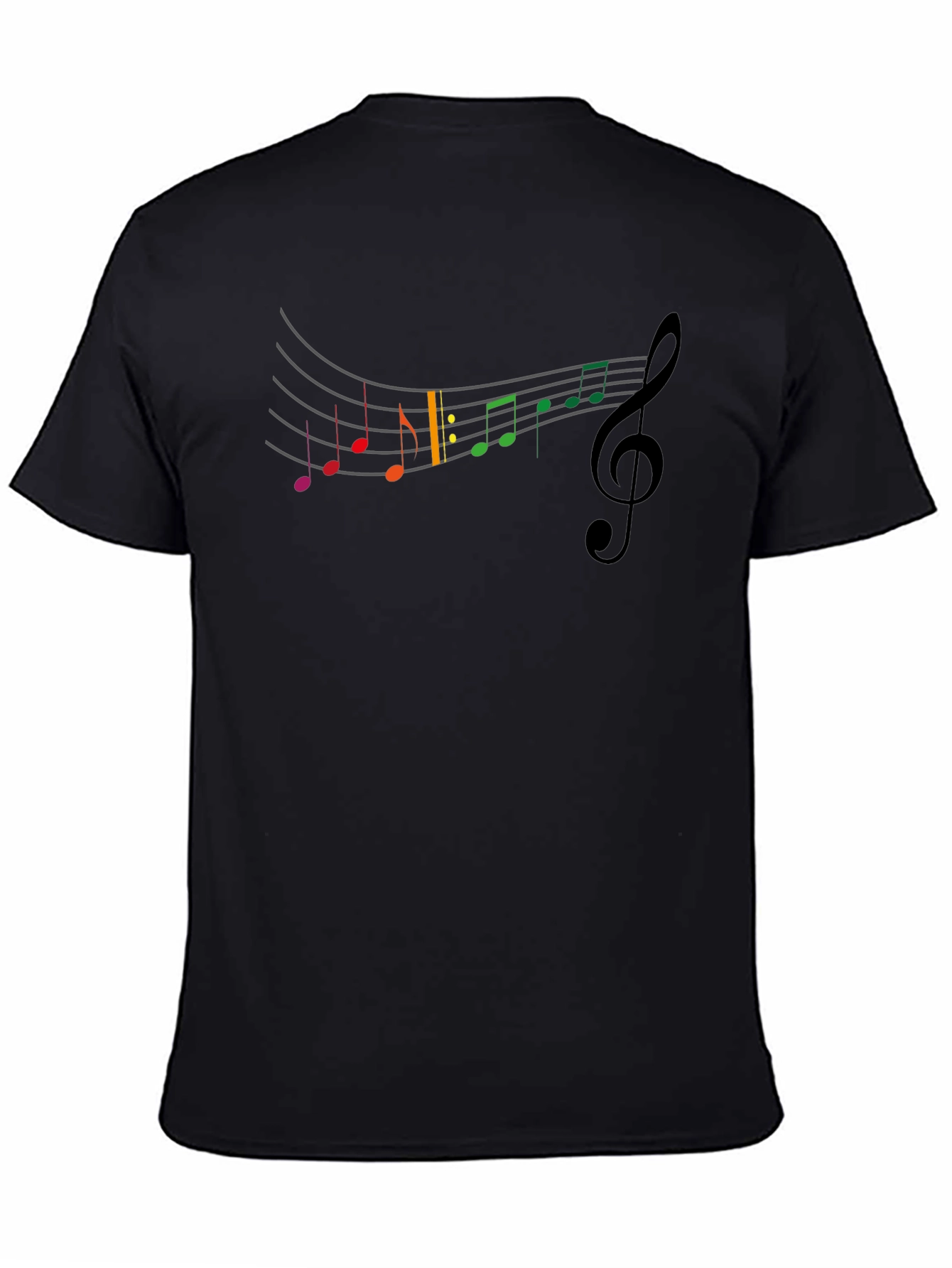 Black Rainbow Music Notes Crew Neck T-Shirt view 4