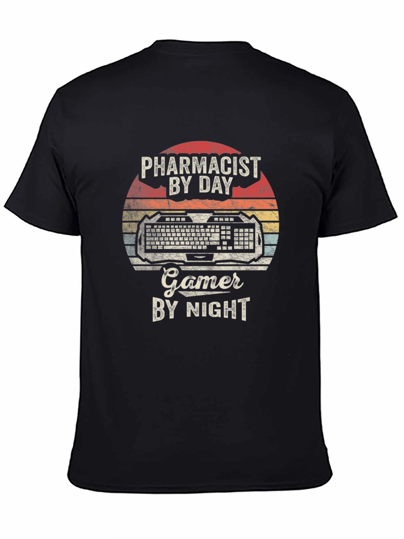 Black Pharmacist by Day Gamer by Night Black T-Shirt view 4