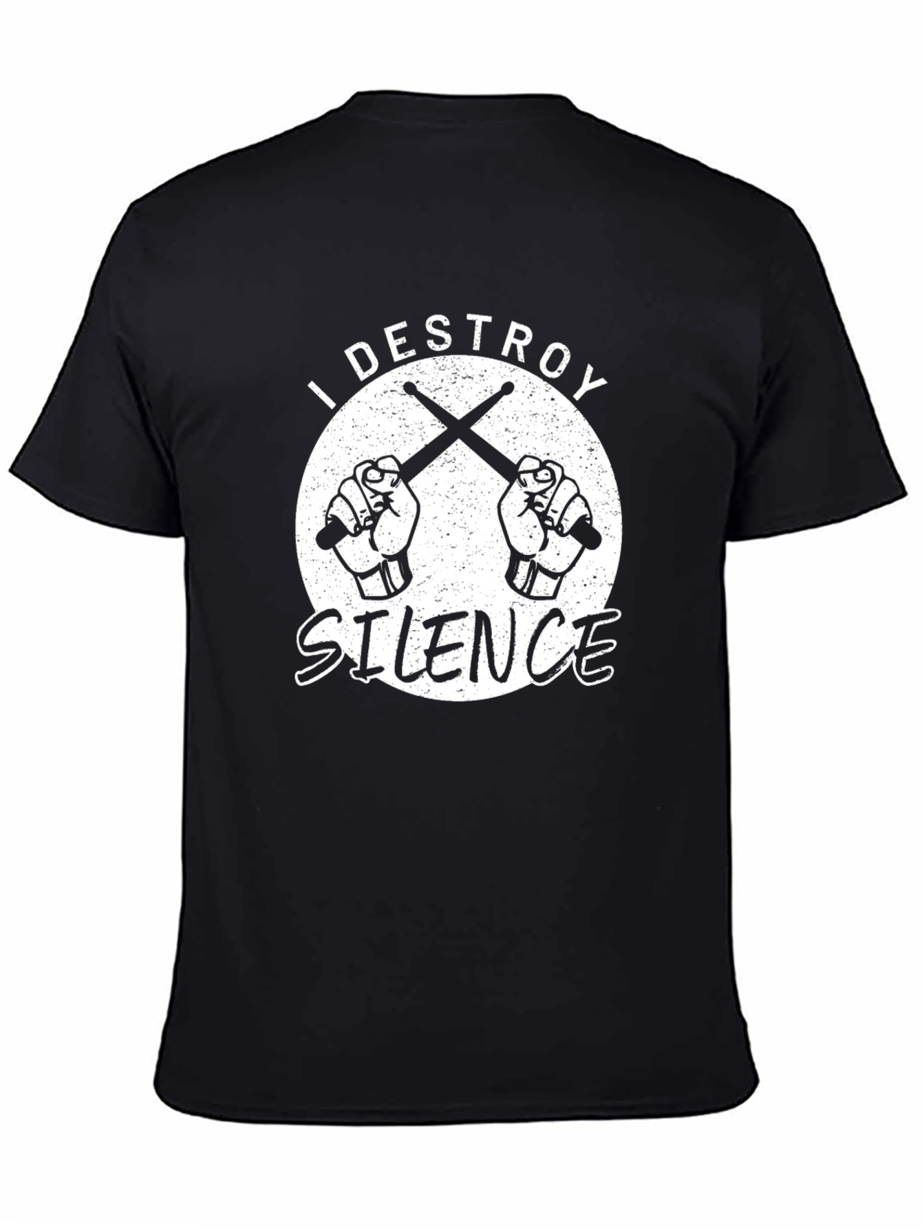 Black I Destroy Silence Black T-Shirt - Drummer Tee view 4