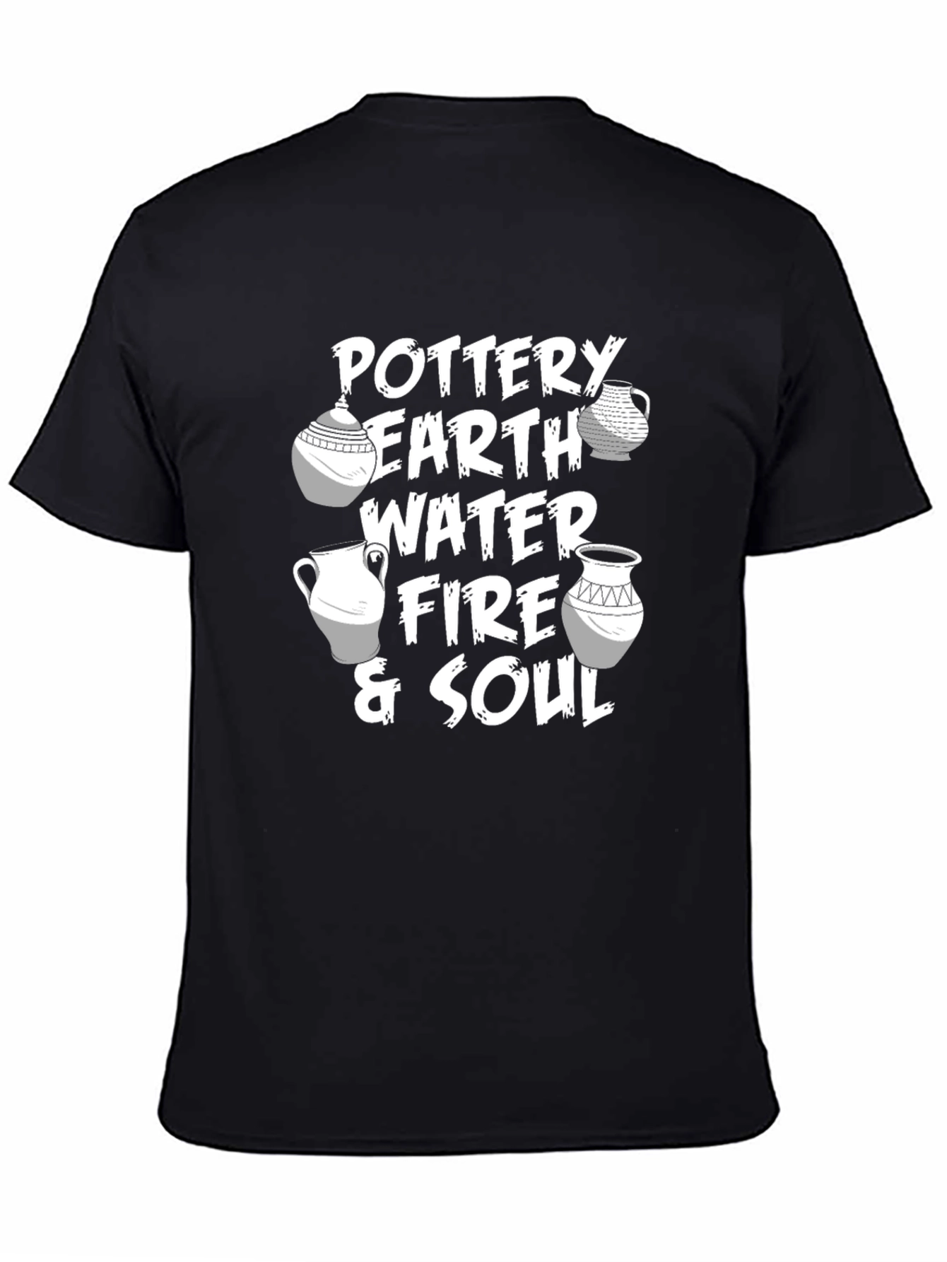 Black Pottery Elements Graphic T-Shirt - Earth, Water, Fire & Soul view 4