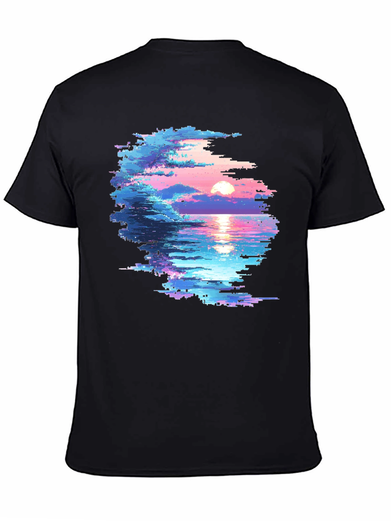 Black Pixel Sunset Graphic T-Shirt - Black view 4