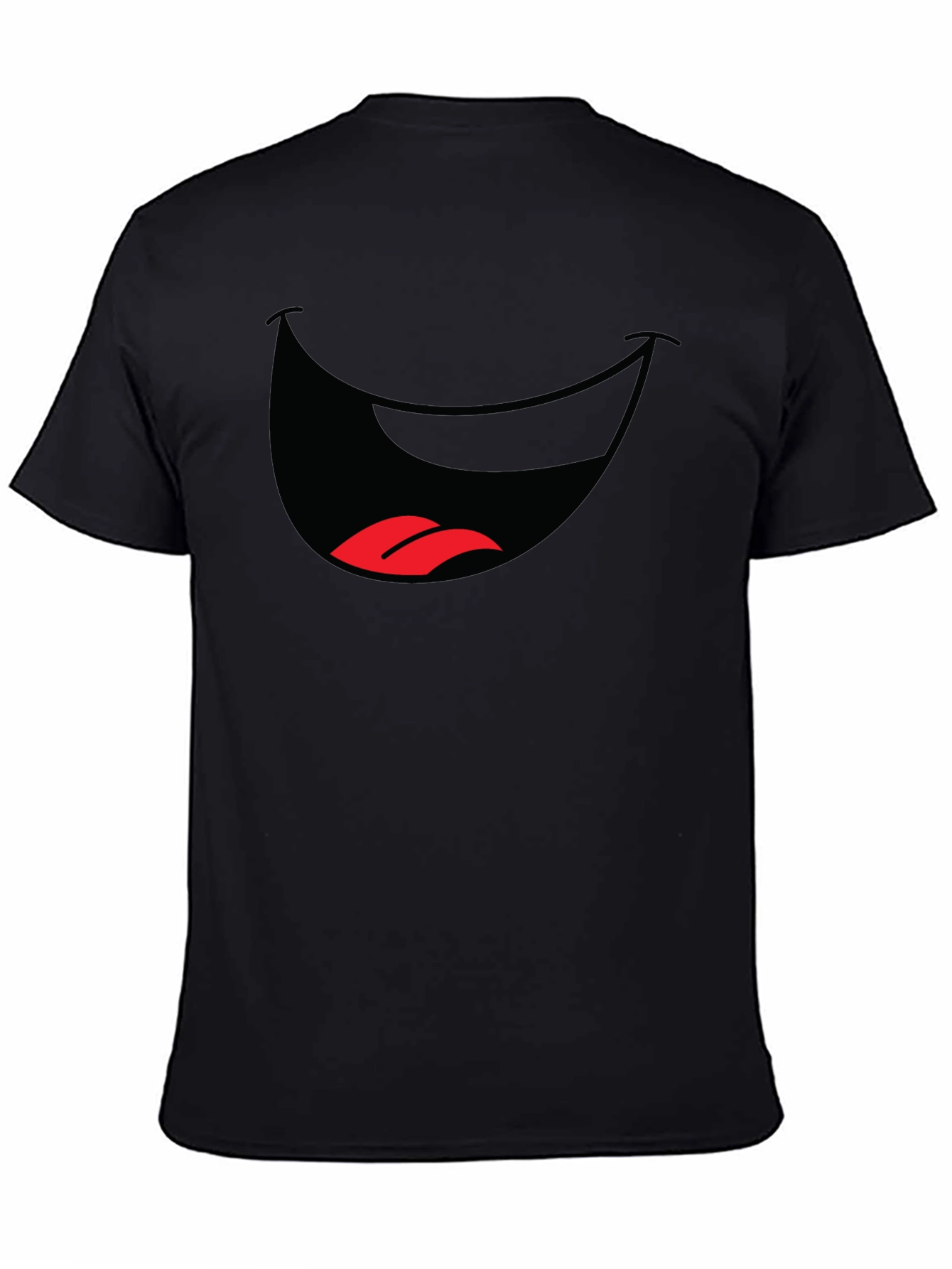 Black Funny Mouth Graphic T-Shirt - Black Cotton Tee view 4