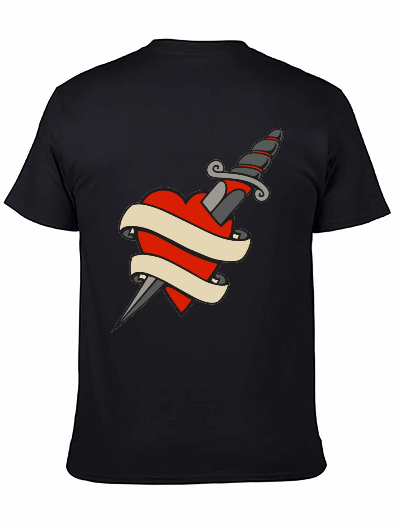 Black Dagger Heart Tattoo T-Shirt - Classic Black Tee view 4
