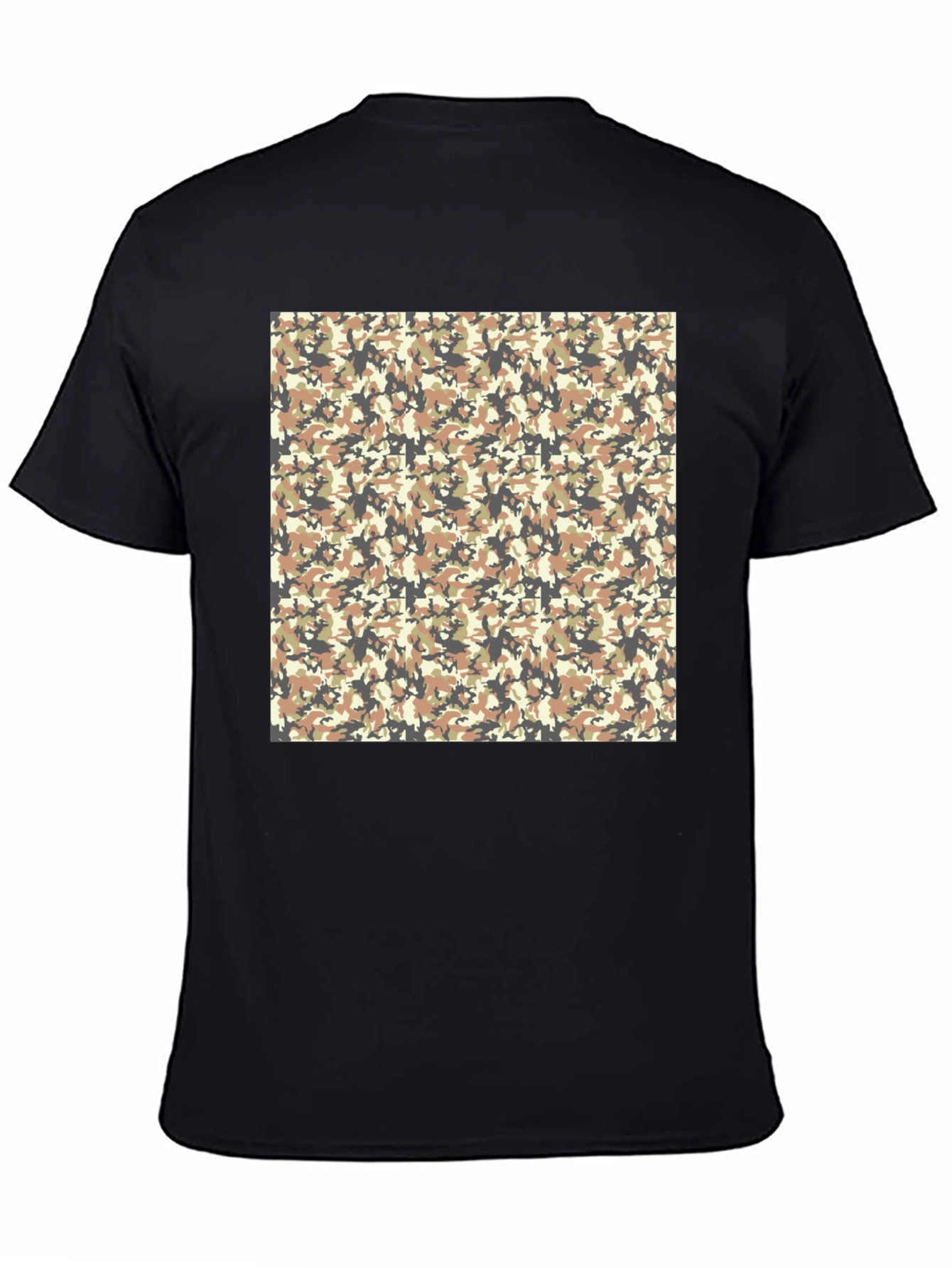 Black Camo Patterned Graphic Print Black T-Shirt view 4