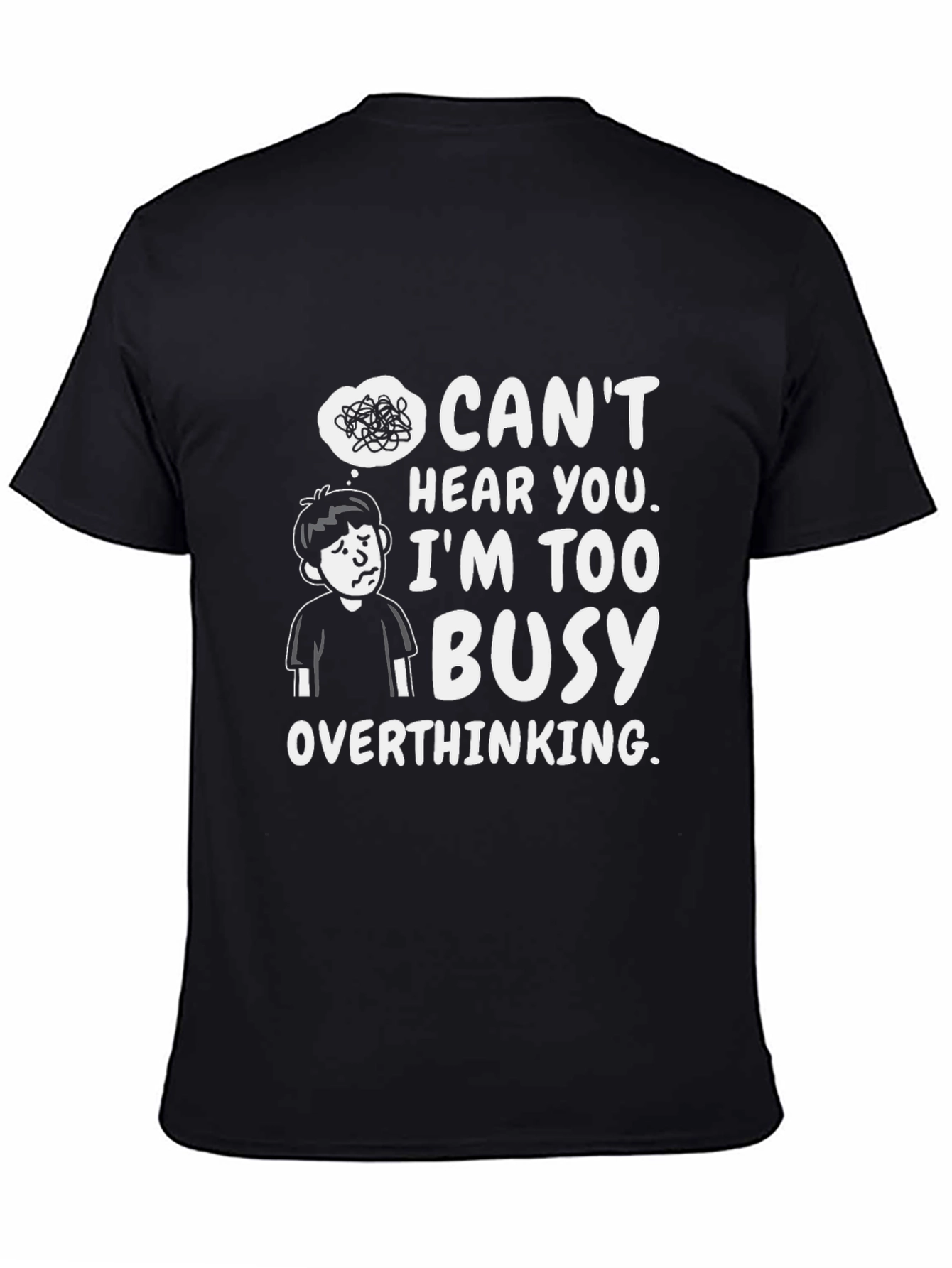 Black Overthinking Funny Graphic T-Shirt view 4