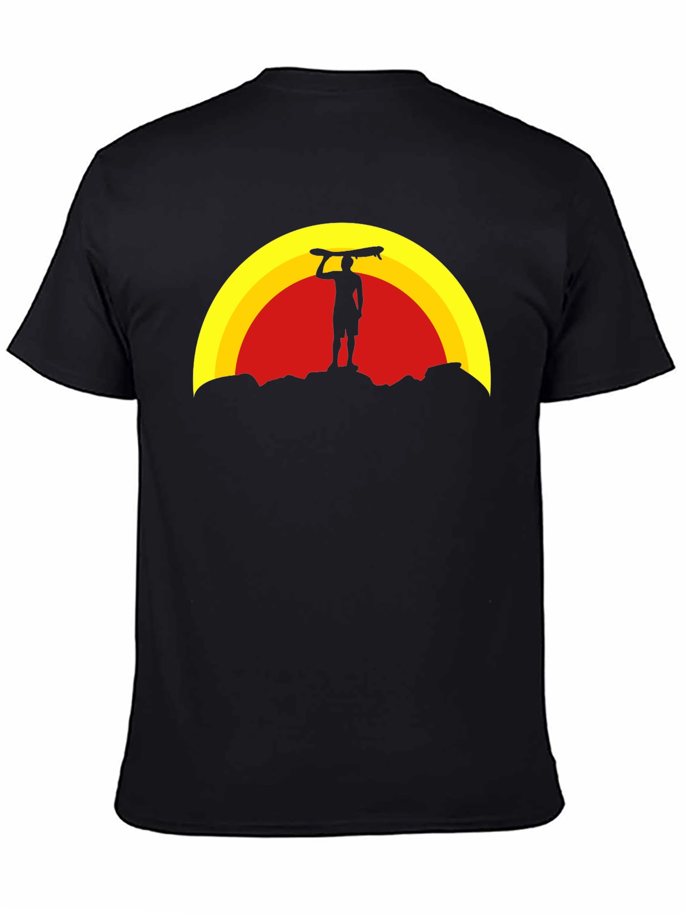 Black Sunset Surfer Graphic Tee - Black view 4