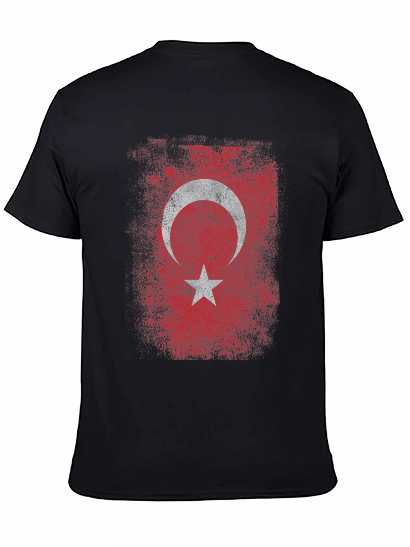 Black Turkish Flag Graphic T-Shirt - Distressed Design view 4