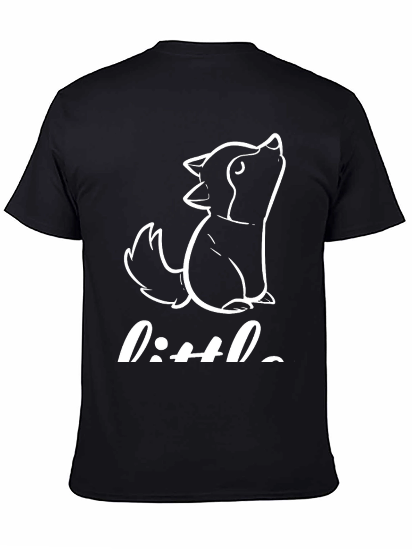 Black Cute 'Little' Wolf Graphic T-Shirt - Black view 4