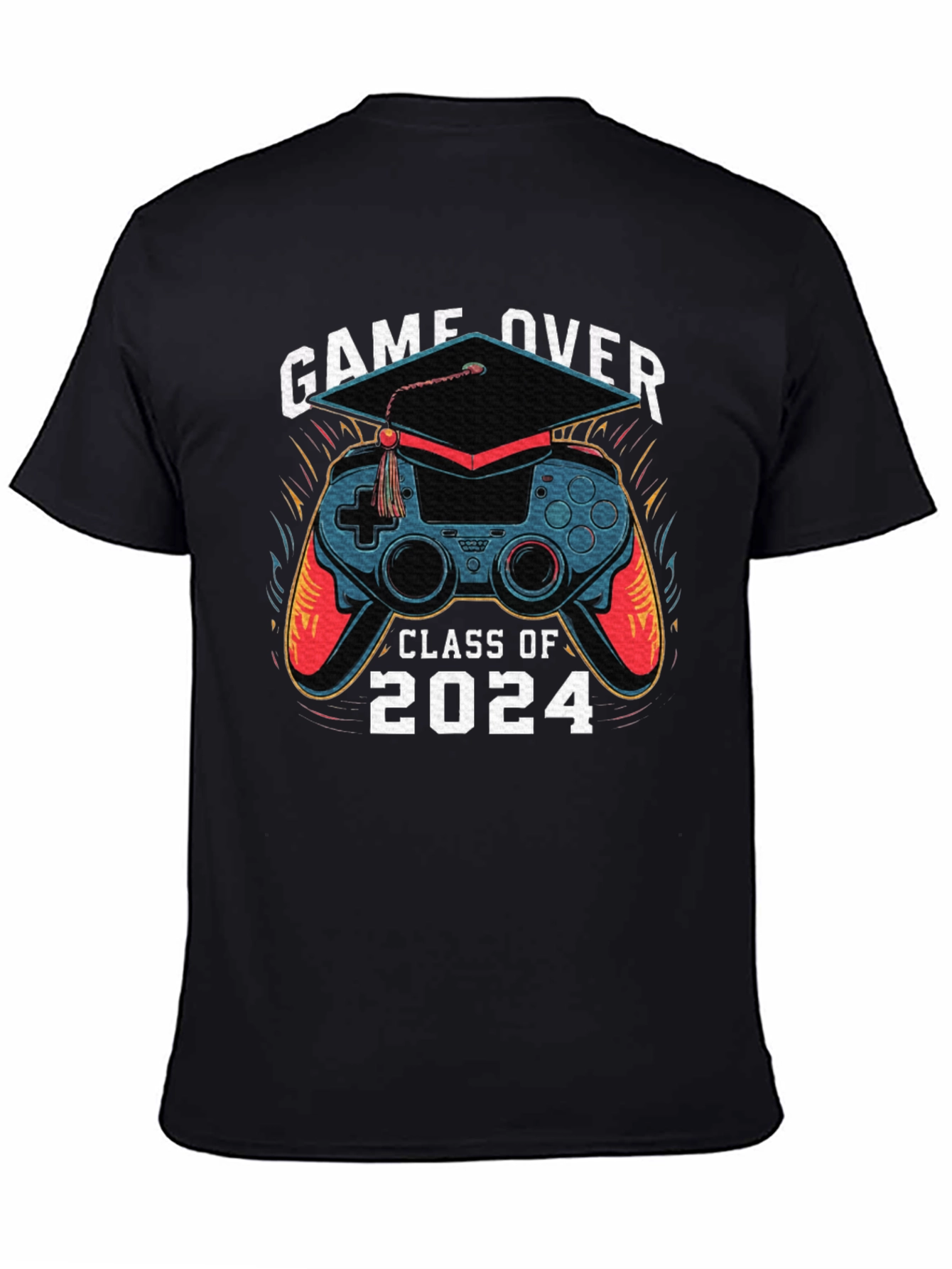 Black Game Over Class of 2024 Graduation T-Shirt view 4