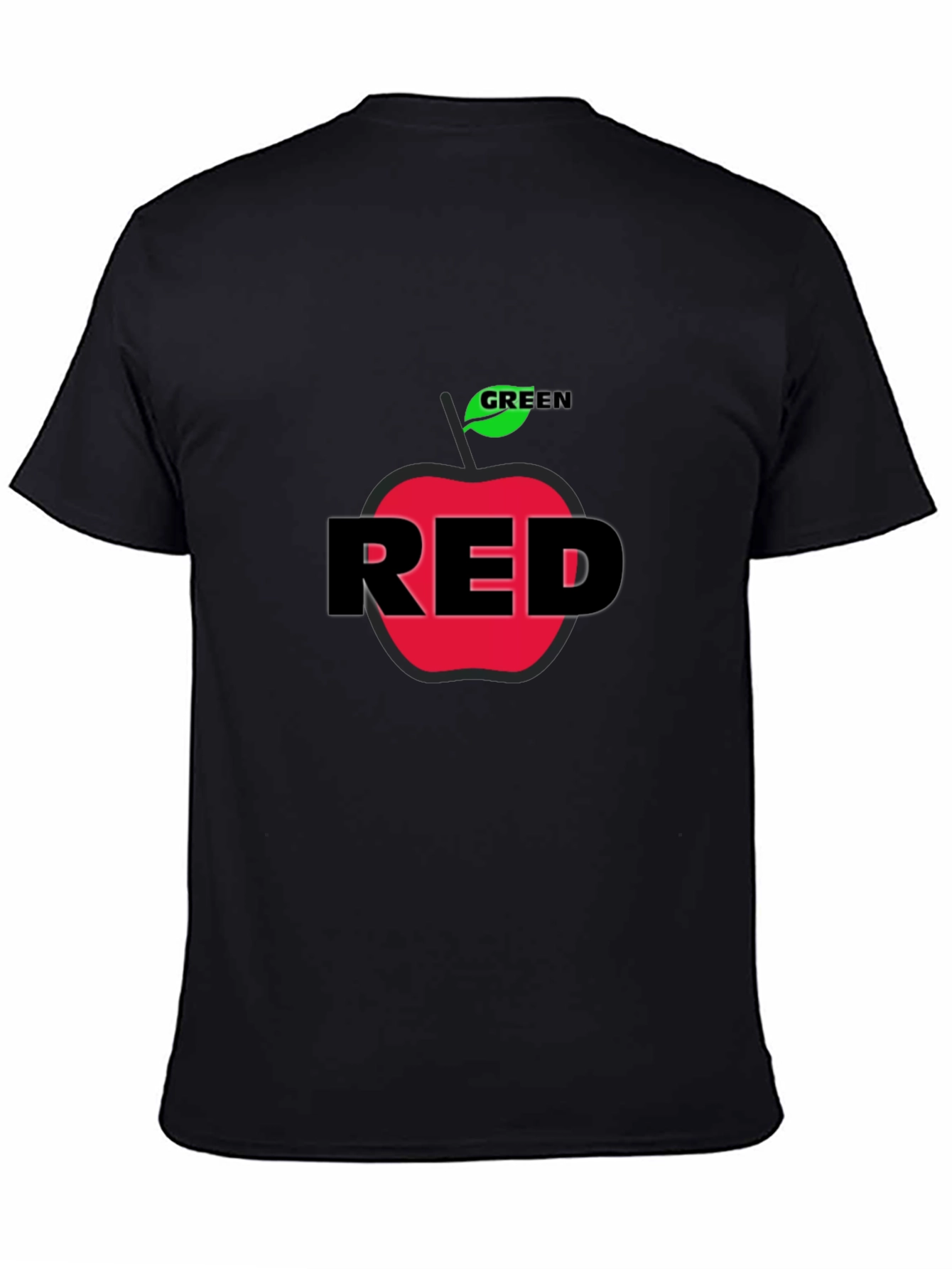 Black Red Apple Graphic Print Black T-Shirt view 4