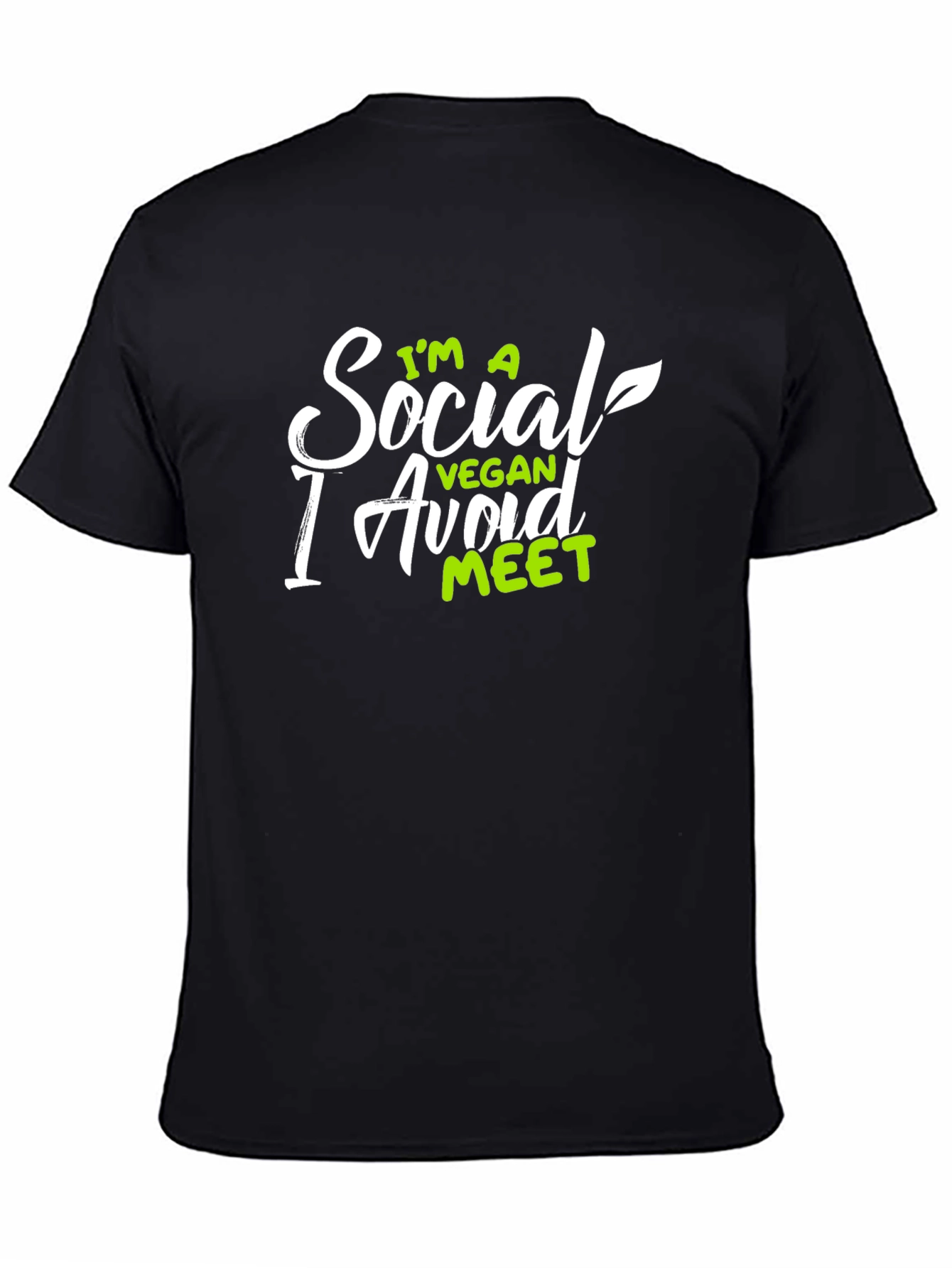 Black Social Vegan Avoid Meet Slogan Tee view 4