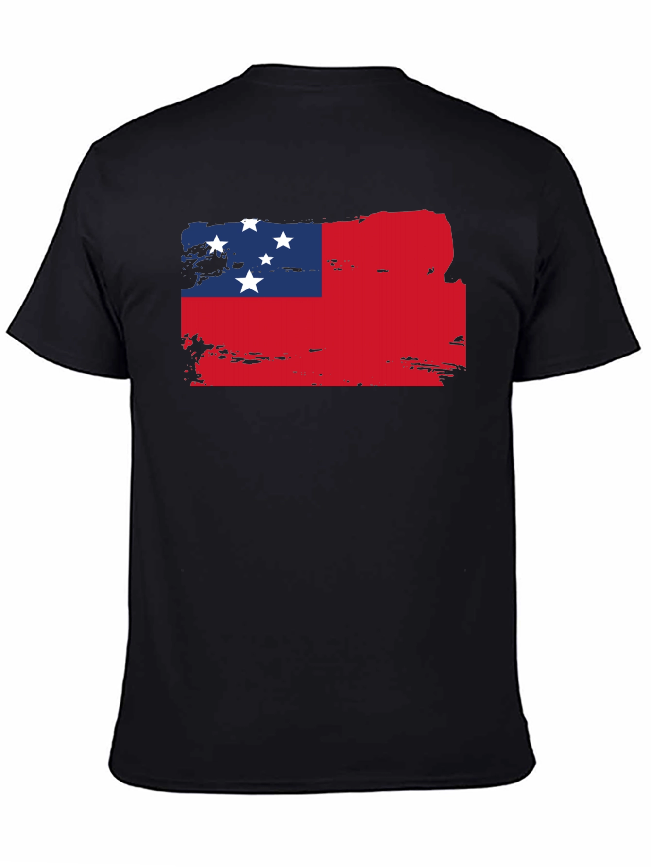 Black Samoa Flag Graphic Tee - Black Cotton T-Shirt view 4