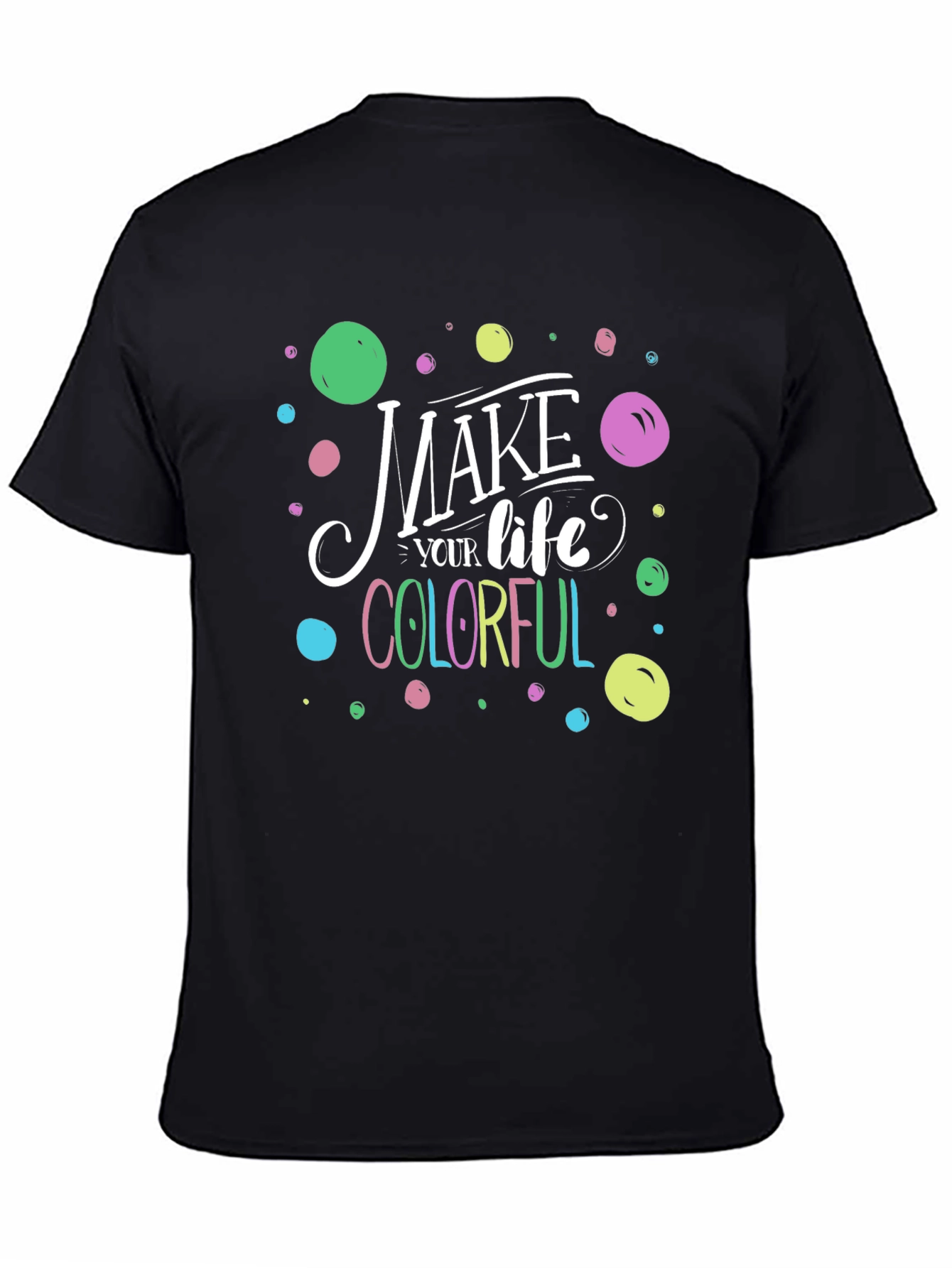 Black Colorful Life T-Shirt - Trendy Graphic Tee view 4