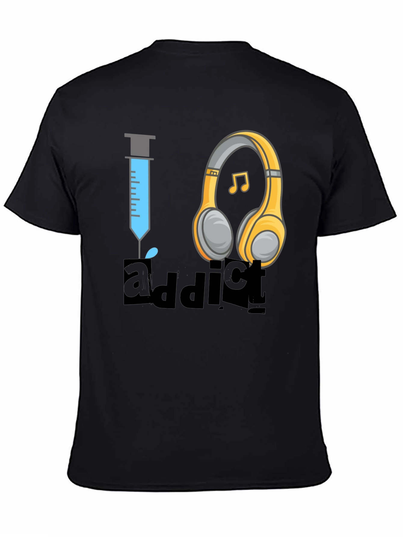 Black Music Addict T-Shirt - Novelty Graphic Tee view 4