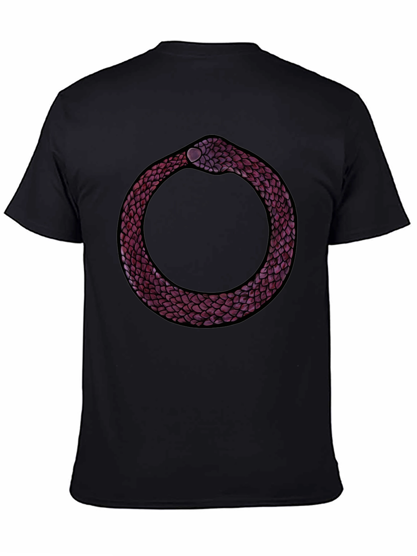 Black Ouroboros Snake Graphic Tee - Symbolic Design view 4