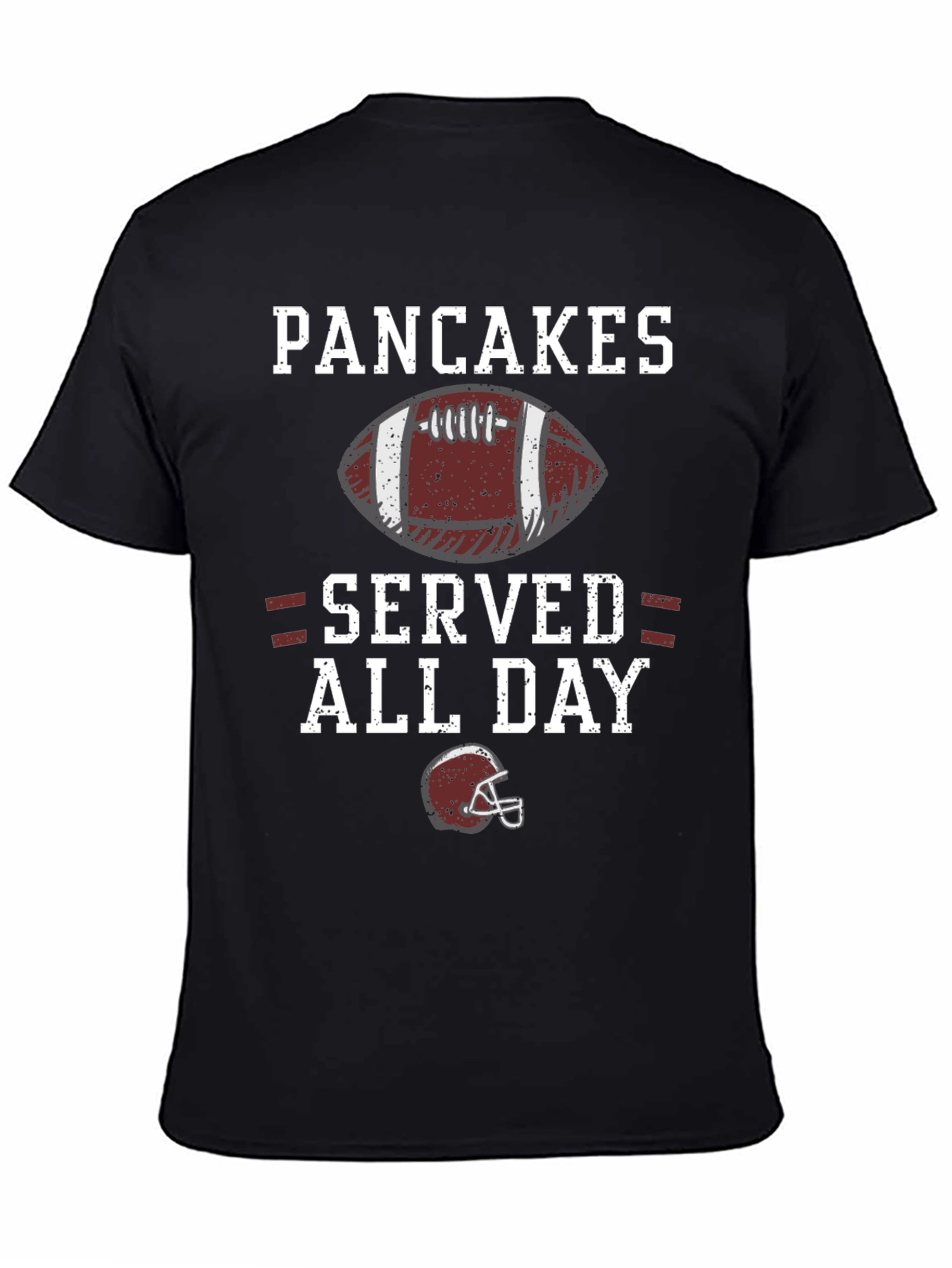 Black Pancakes Served All Day Funny Football T-Shirt view 4